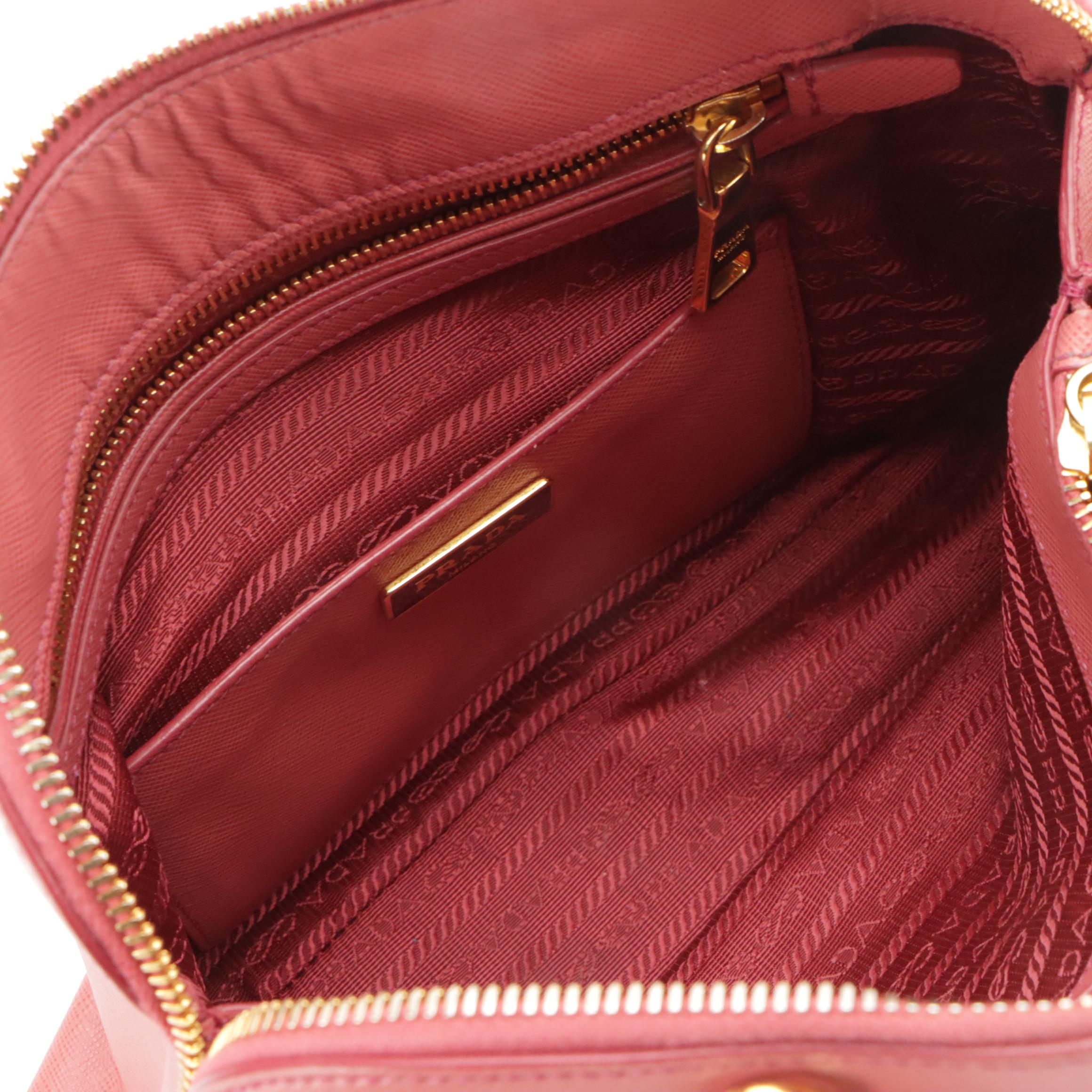 Prada Pink Saffiano Leather Domed Two-Way Satchel