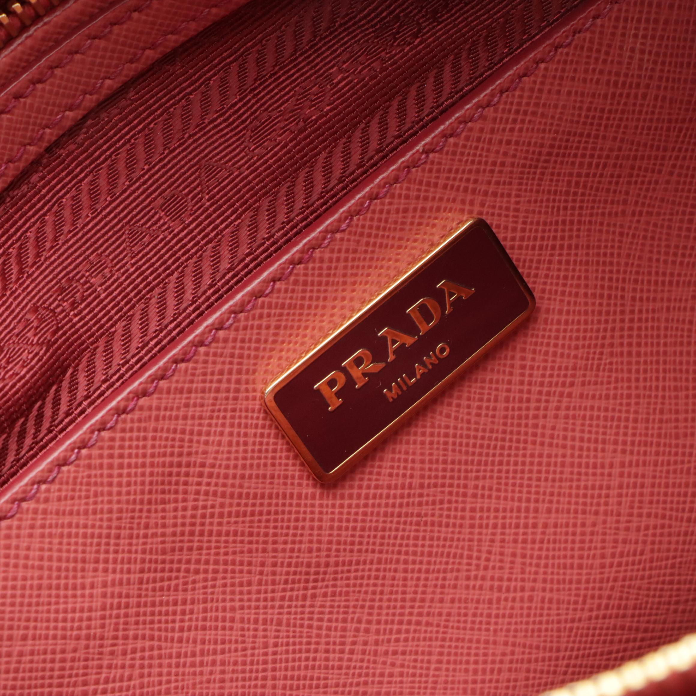 Prada Pink Saffiano Leather Domed Two-Way Satchel