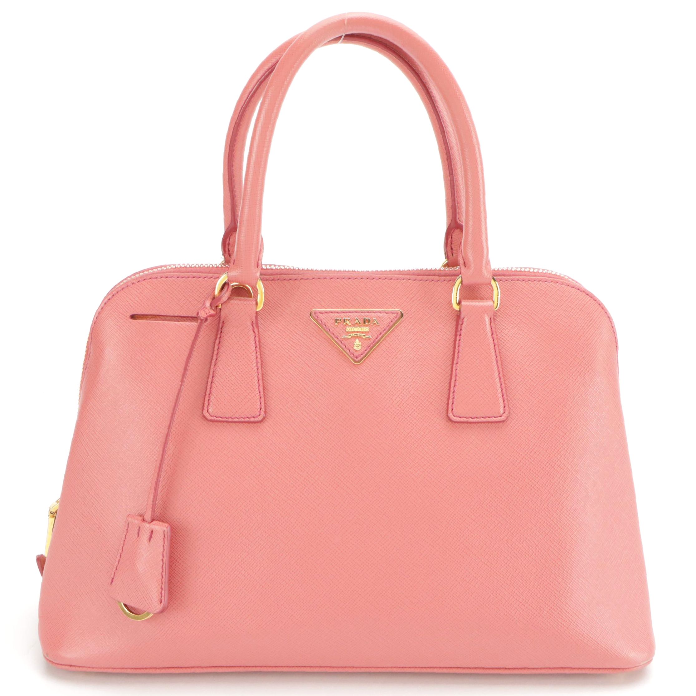 Prada Pink Saffiano Leather Domed Two-Way Satchel