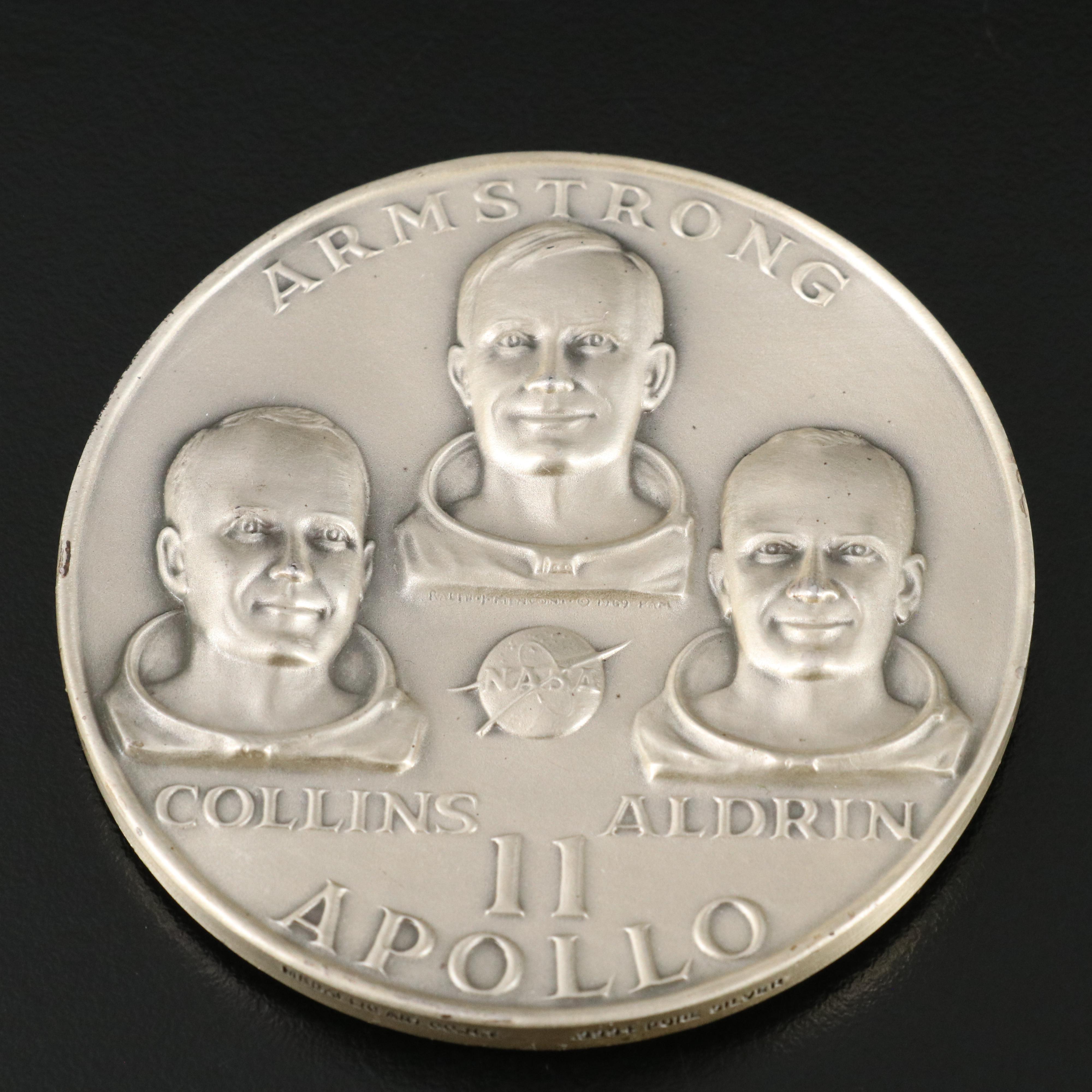 "Man's First Lunar Landing" Commemorative 4.6-Troy Oz. Fine Silver Medal