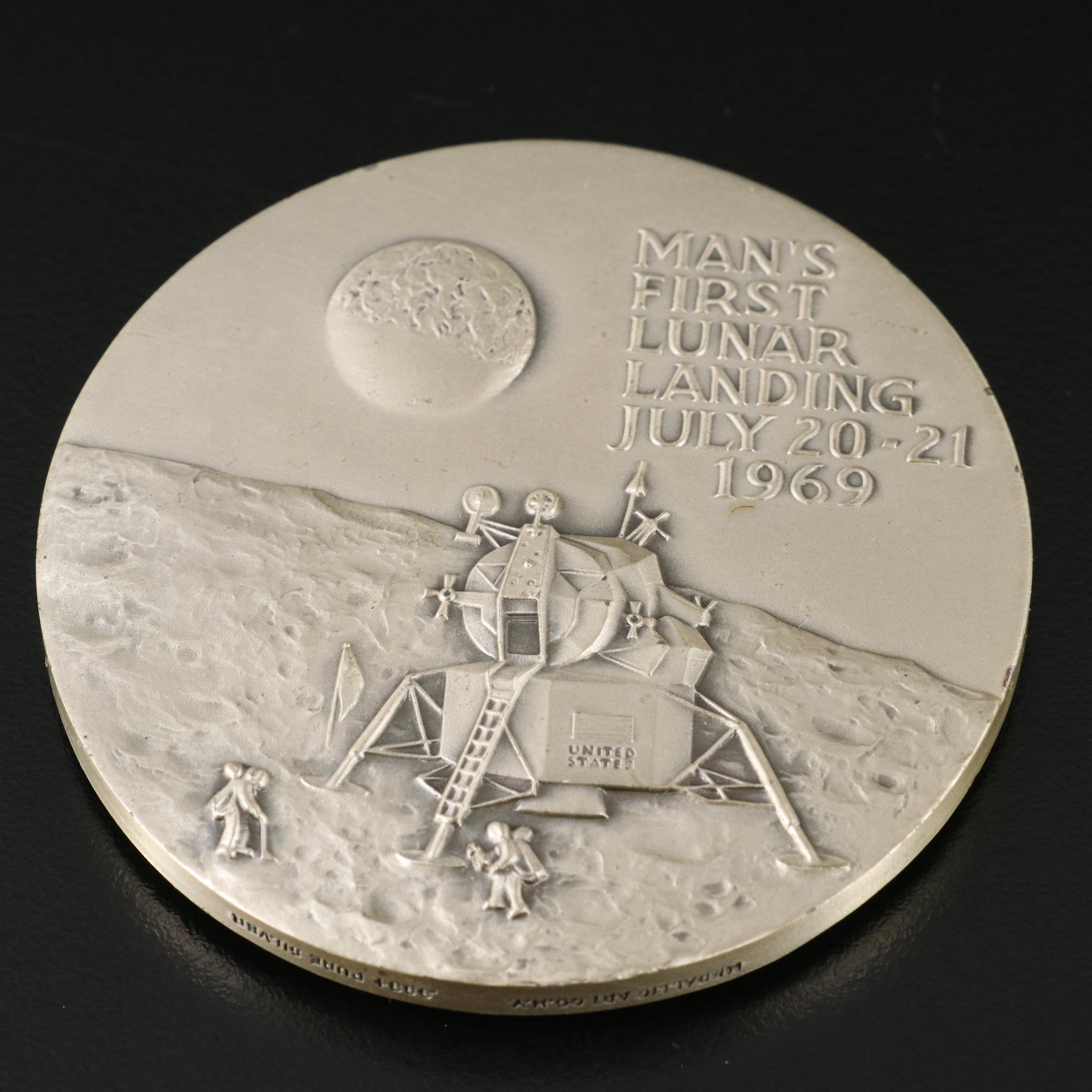 "Man's First Lunar Landing" Commemorative 4.6-Troy Oz. Fine Silver Medal