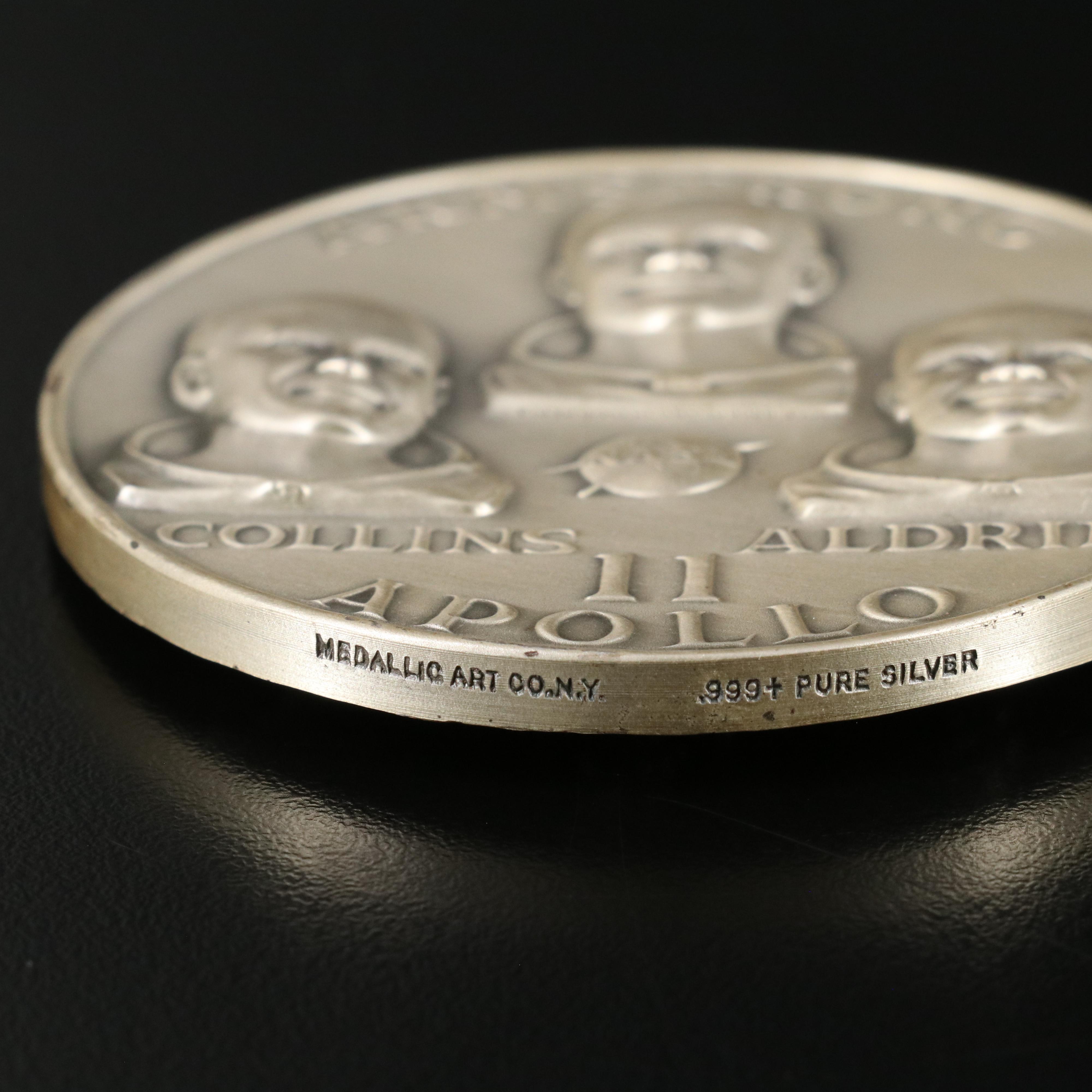 "Man's First Lunar Landing" Commemorative 4.6-Troy Oz. Fine Silver Medal