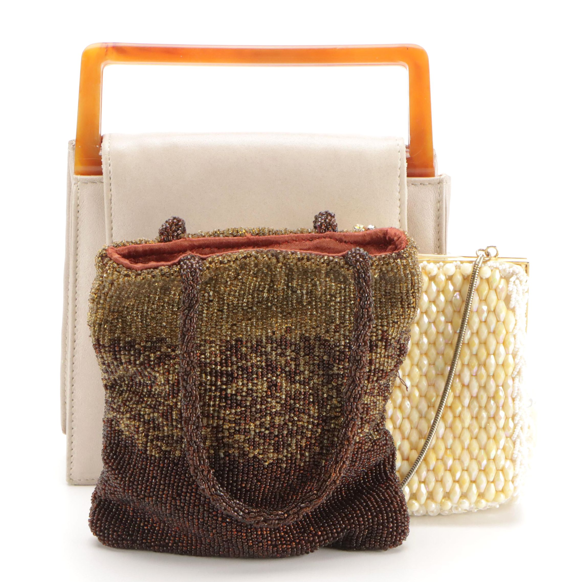 Jane Shilton Leather Top Handle Bag with Caché & Other Bead Embellished Bags