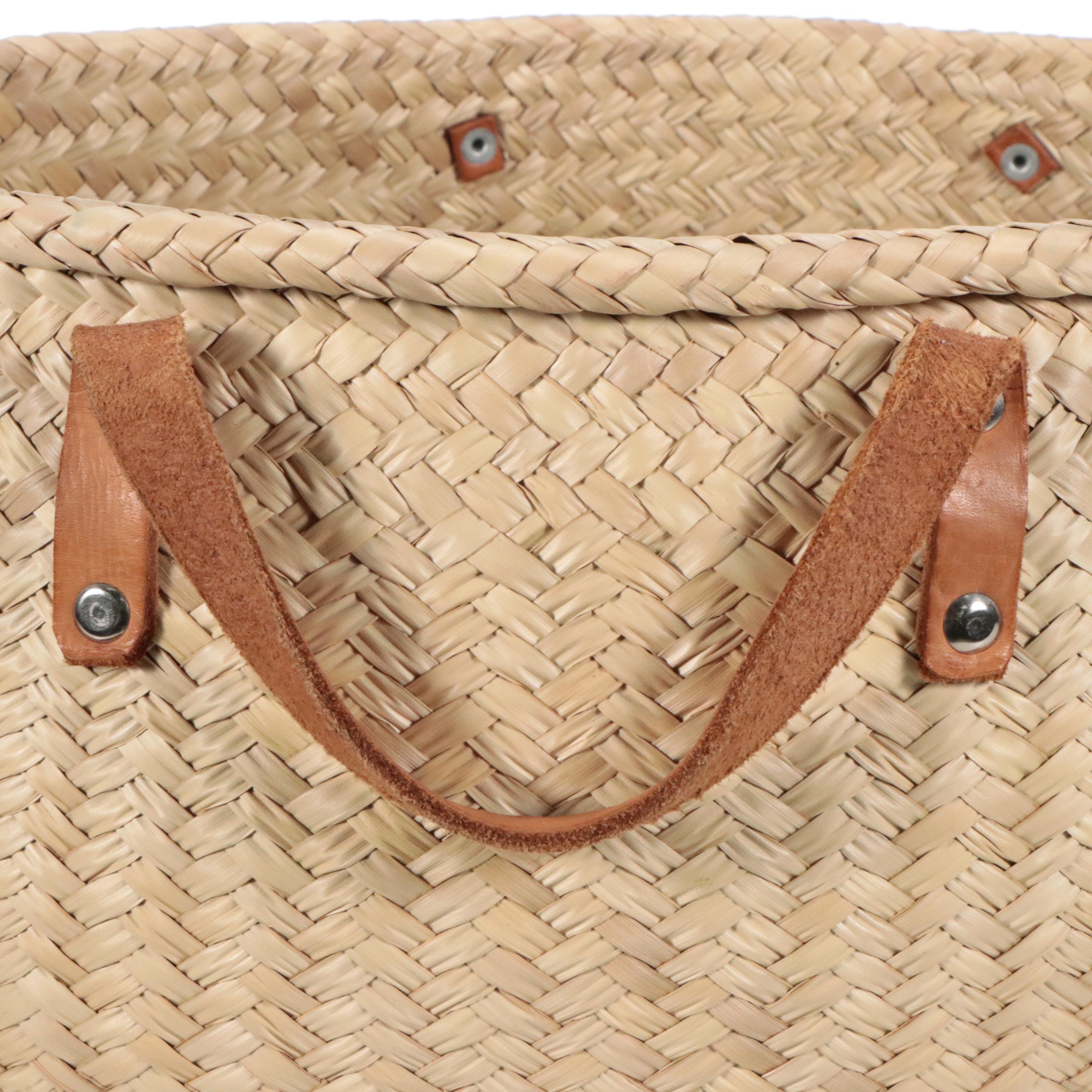 Seagrass Woven Laundry Hamper with Leather Handles