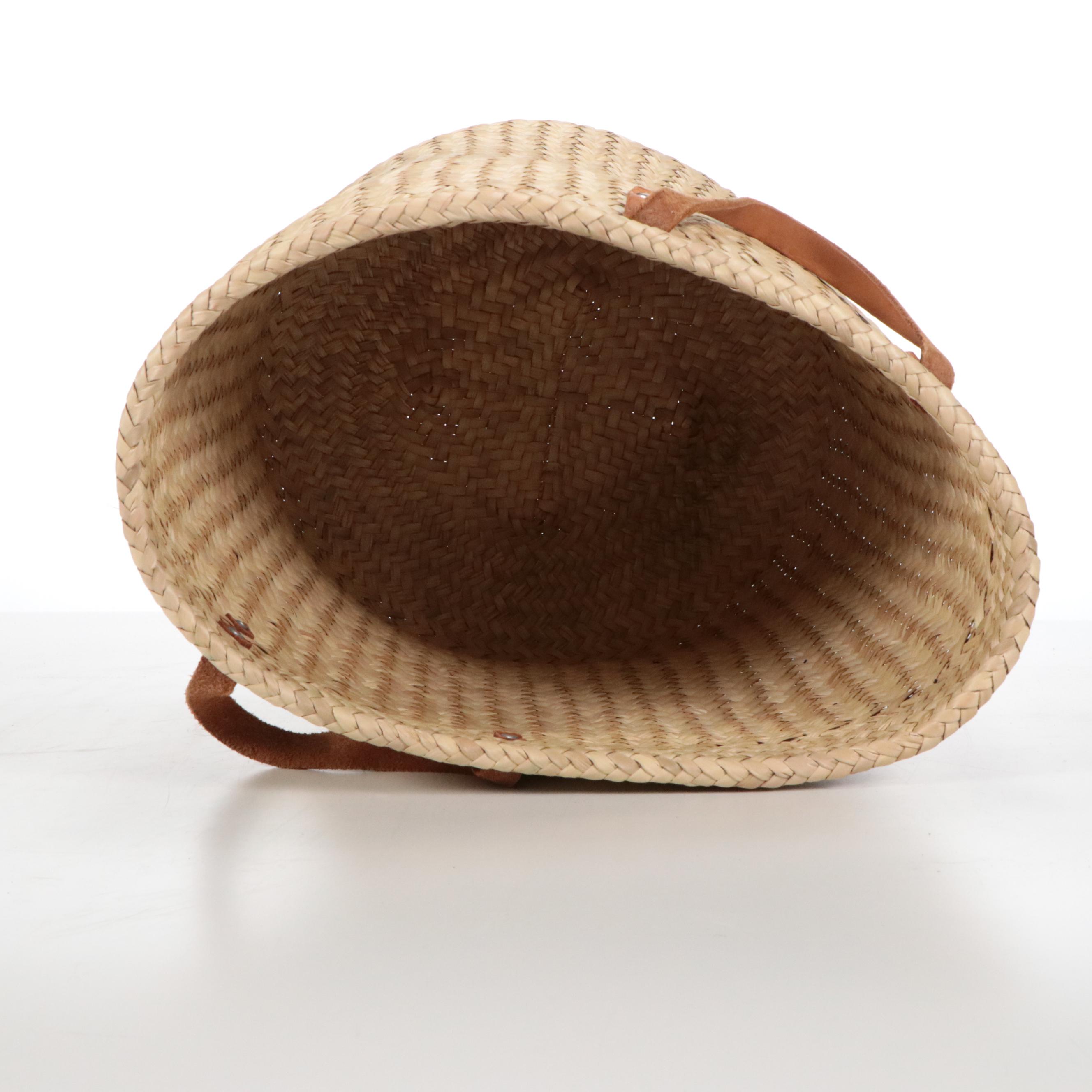 Seagrass Woven Laundry Hamper with Leather Handles