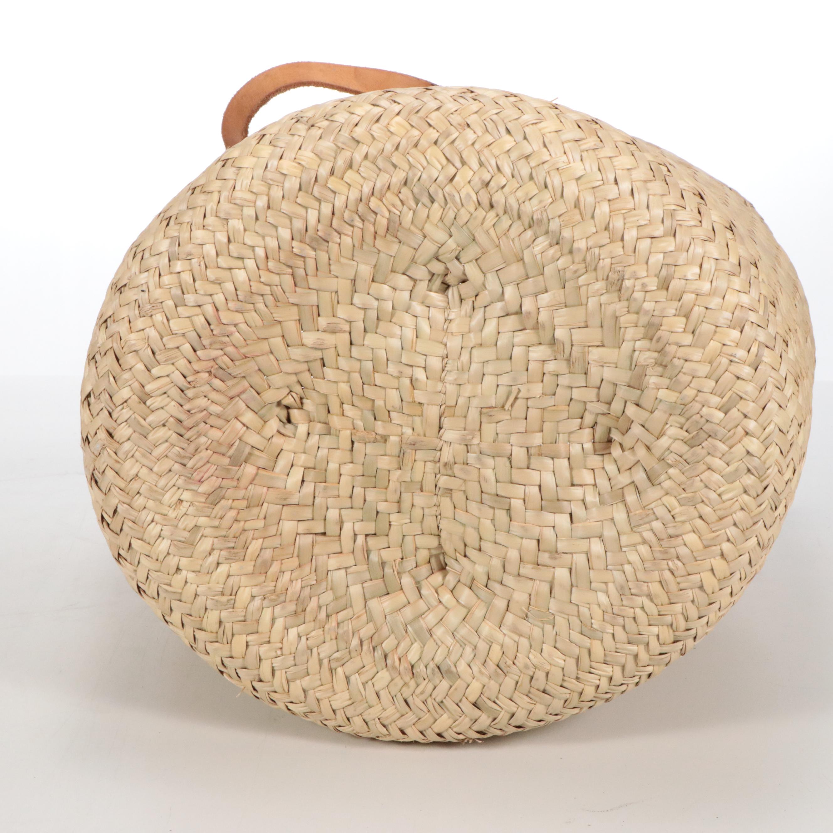Seagrass Woven Laundry Hamper with Leather Handles