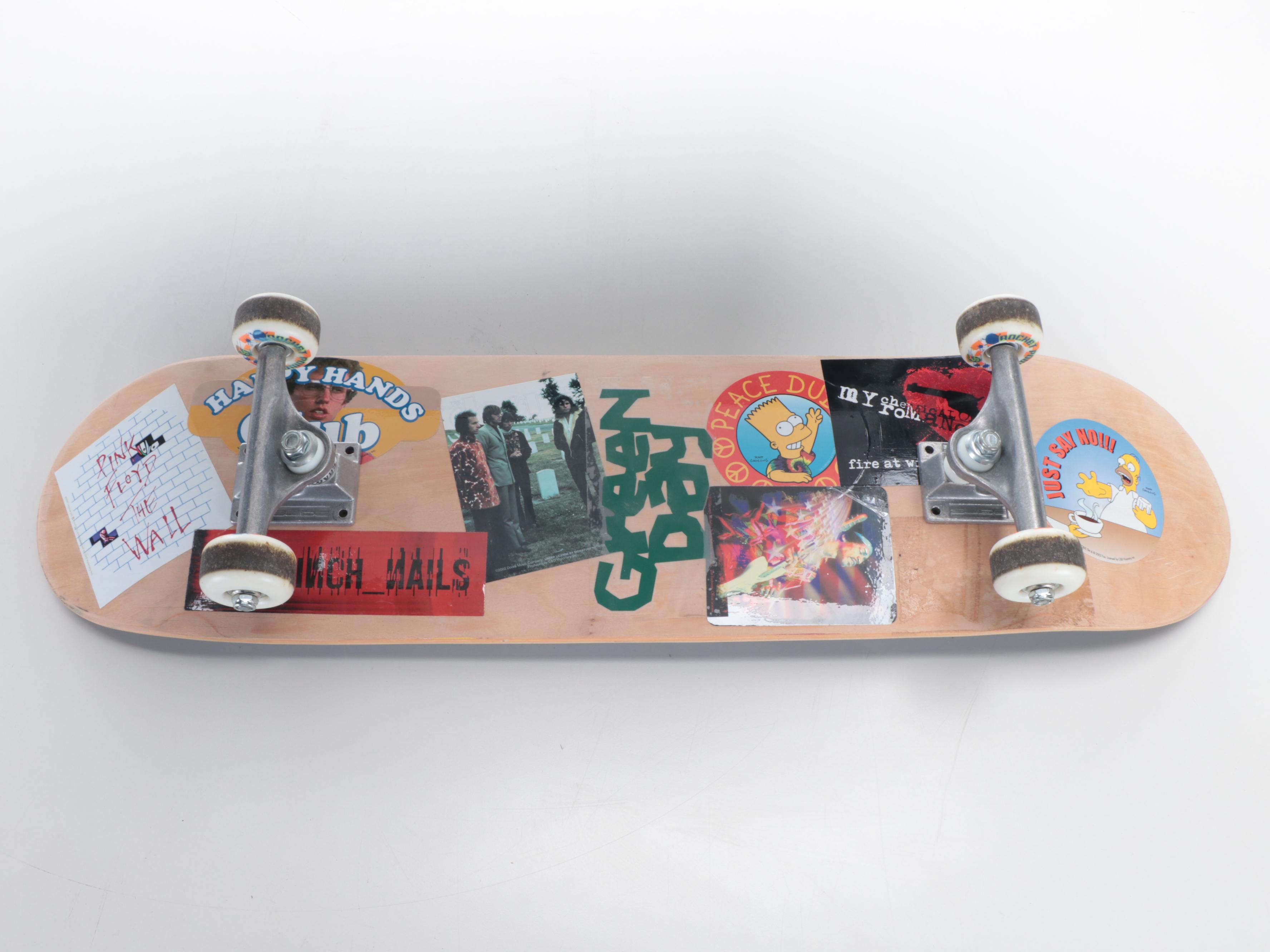 Rocket Power Maple Skateboard with Simpsons, Green Day, and Other Stickers
