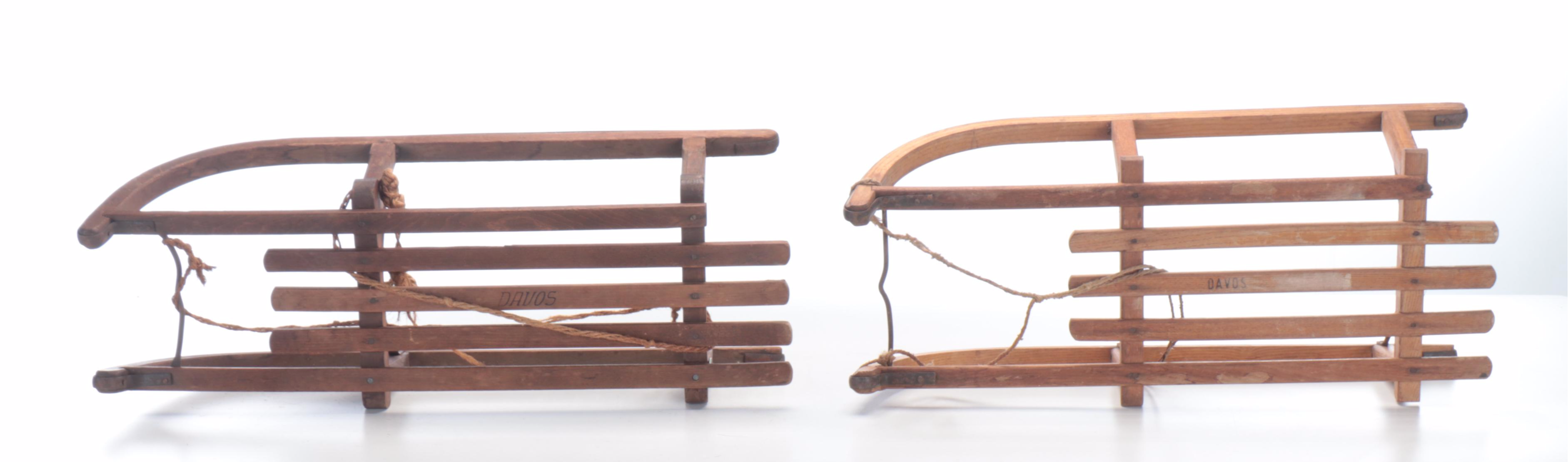 Davos Swiss and Other Wooden Sled, Early to Mid-20th Century