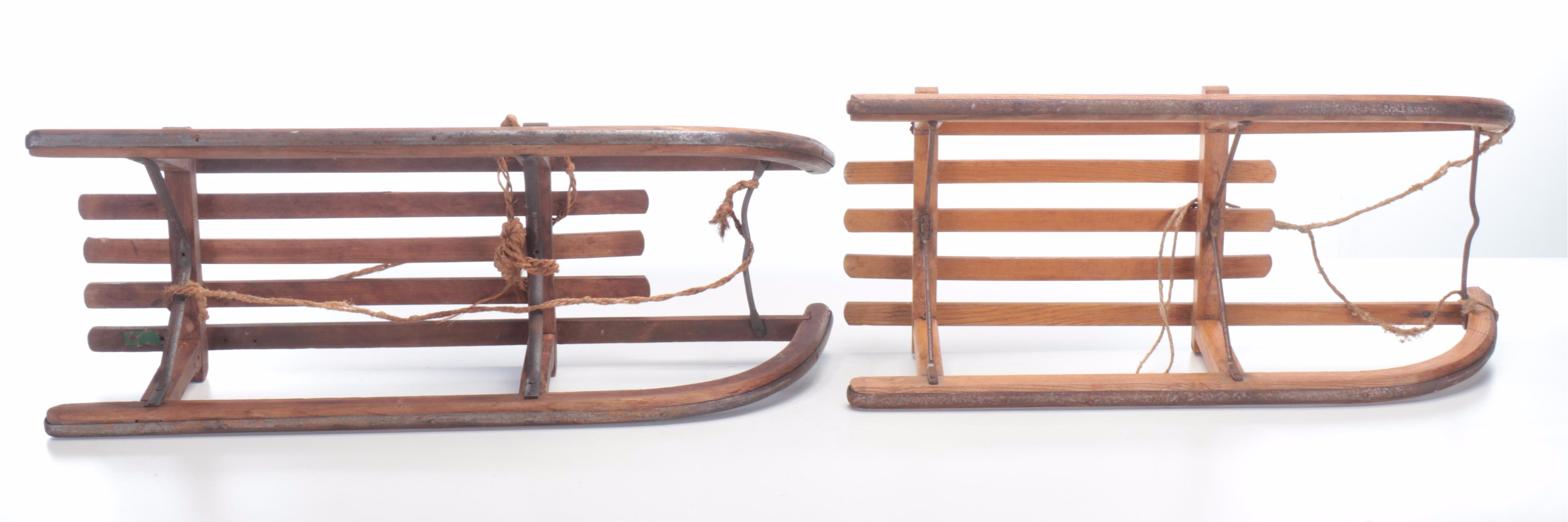 Davos Swiss and Other Wooden Sled, Early to Mid-20th Century