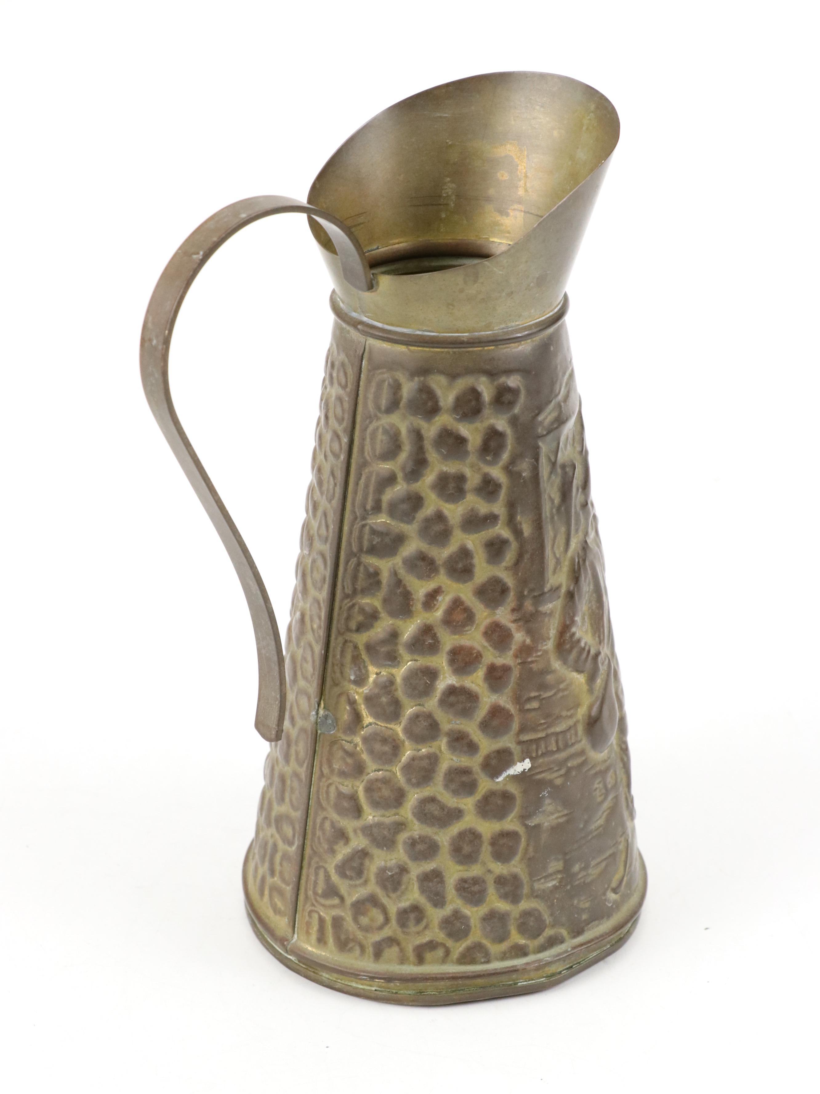 Embossed Metal Pitcher with Deer Head Book Ends