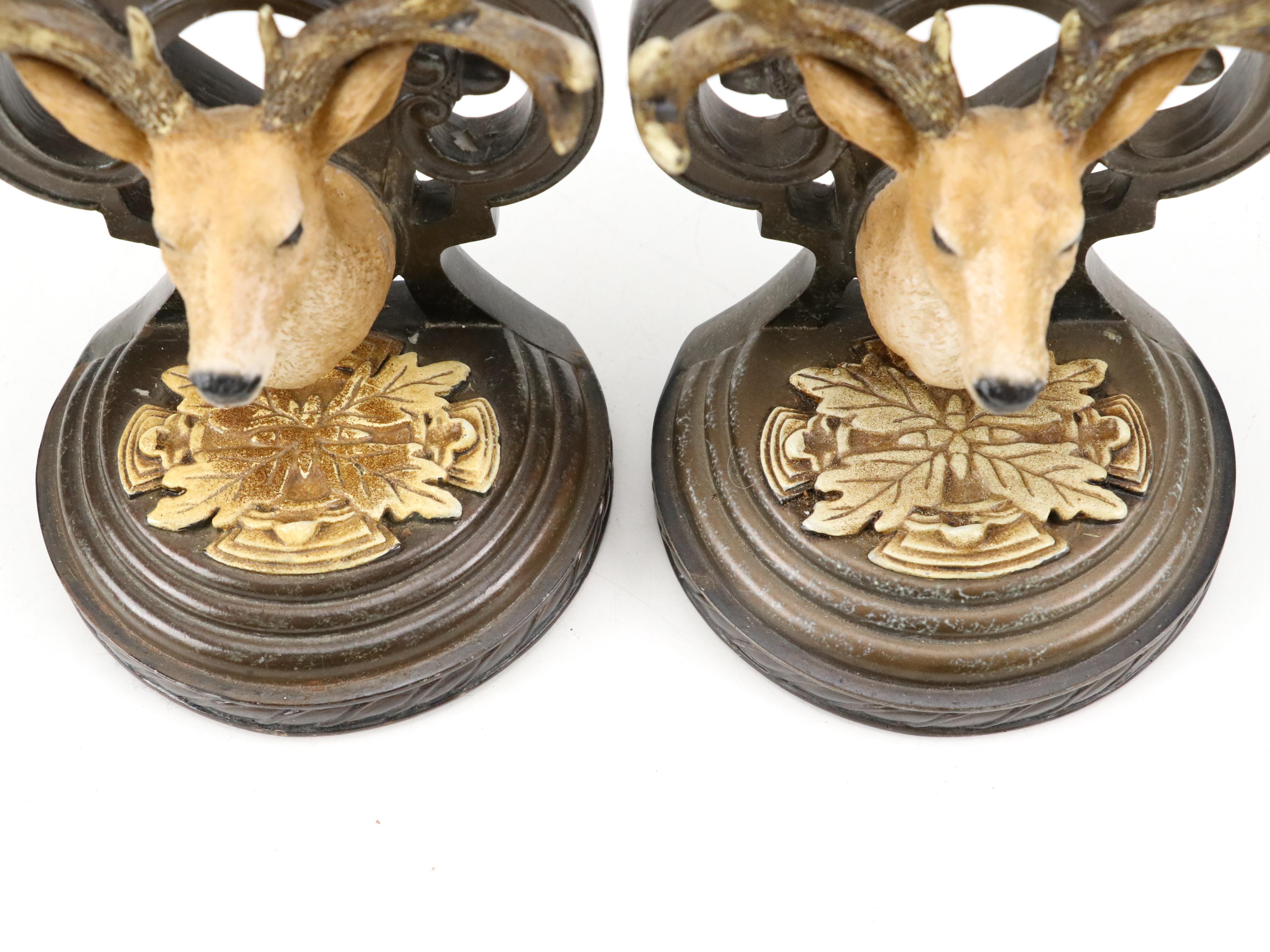 Embossed Metal Pitcher with Deer Head Book Ends