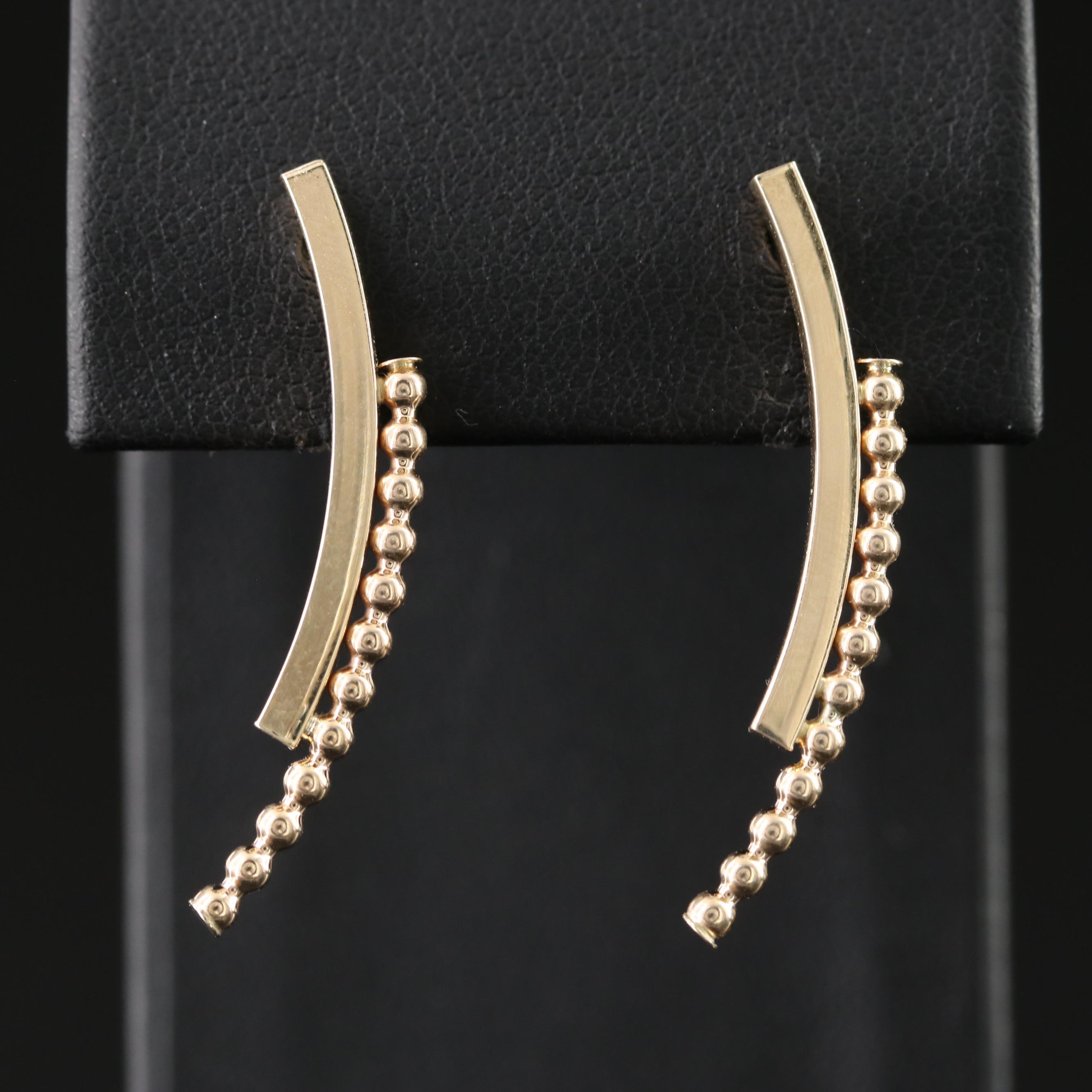 10K Beaded Drop Earrings