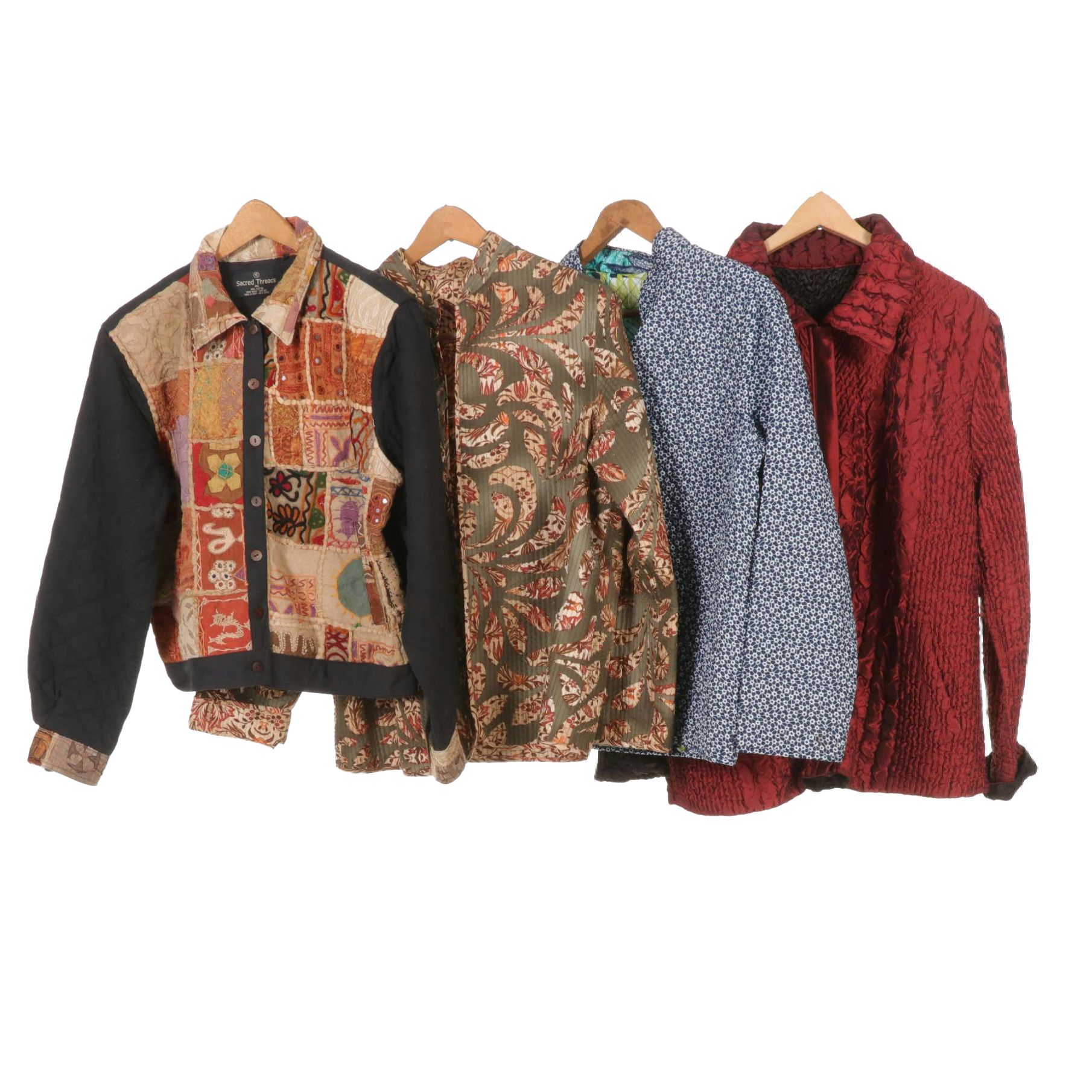 Sacred Threads Embroidered Patchwork in Set of Quilted and Textured Jackets