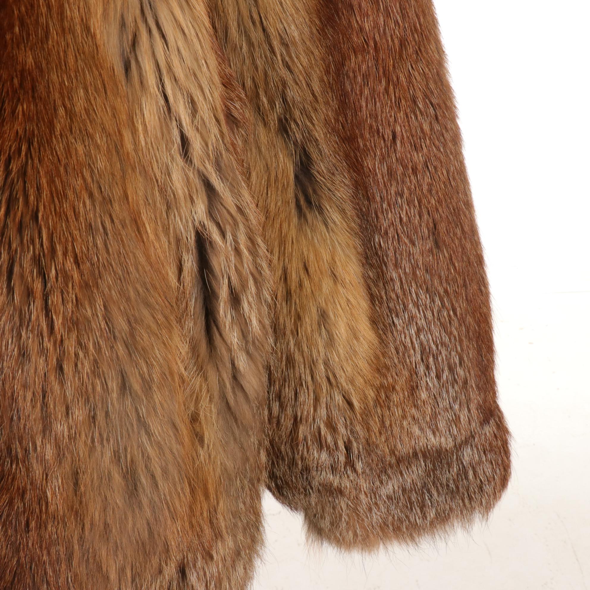 Adolfo Red Fox Fur Zipper Jacket with Removable Hood