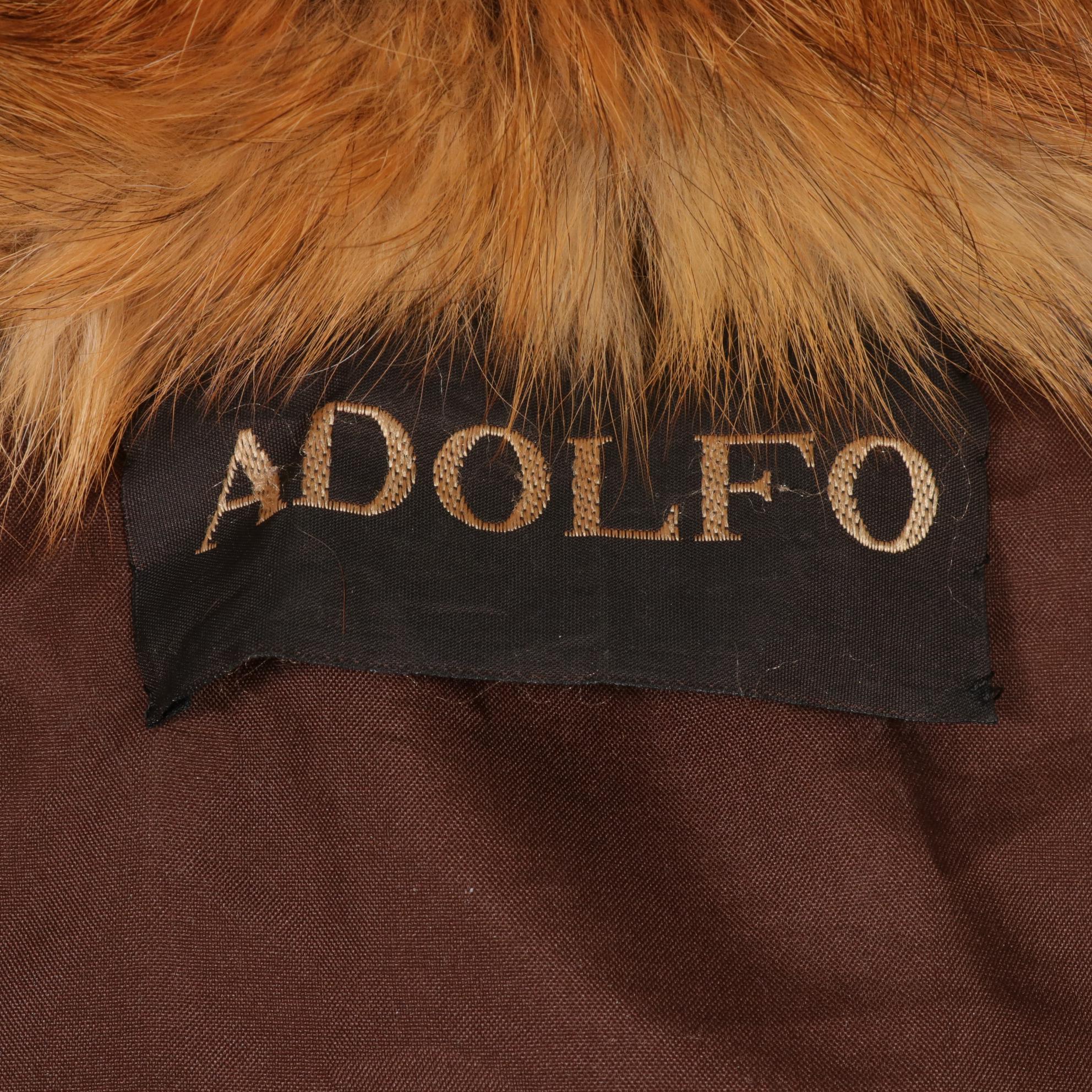 Adolfo Red Fox Fur Zipper Jacket with Removable Hood