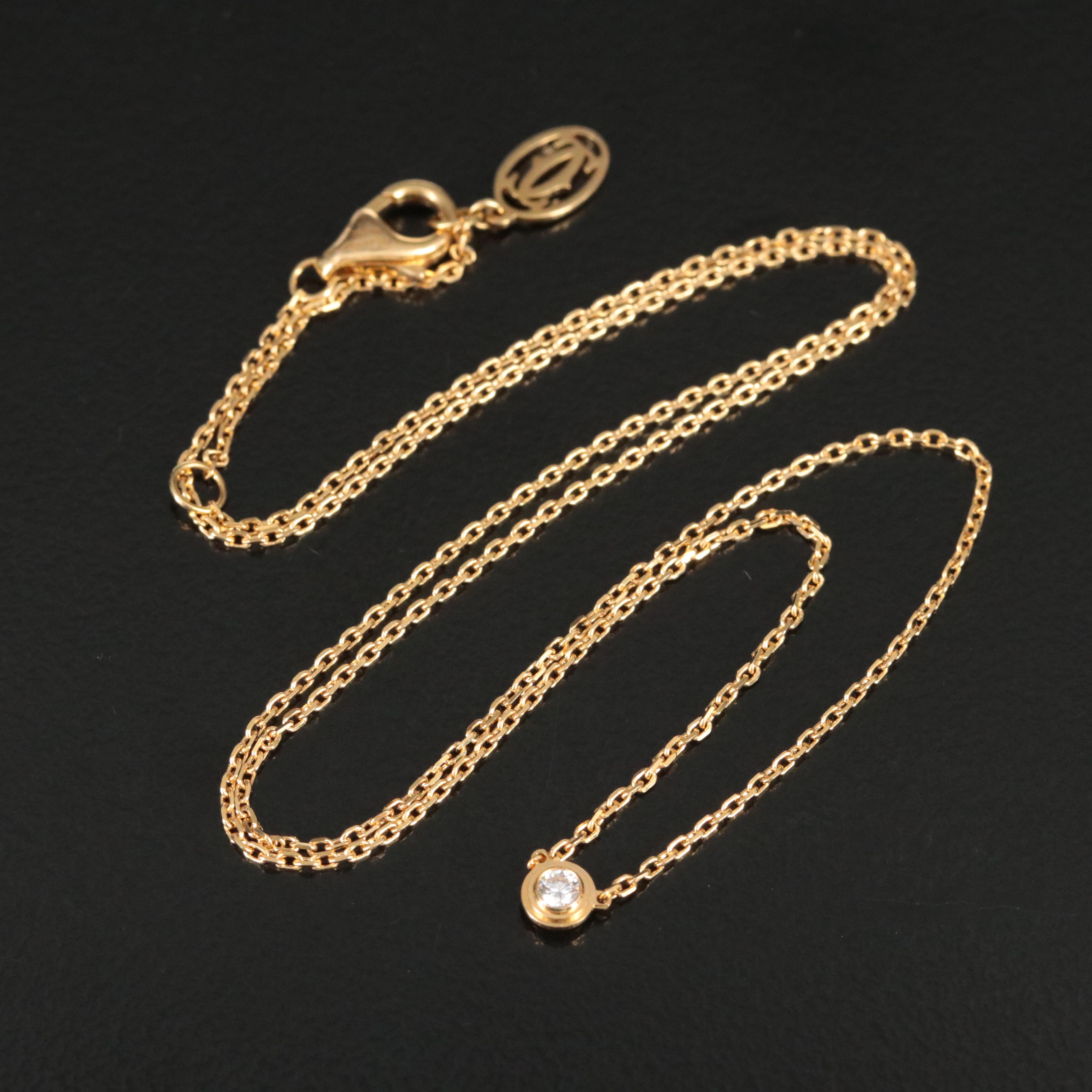 Cartier D'Amour 18K Diamond Solitaire Necklace
