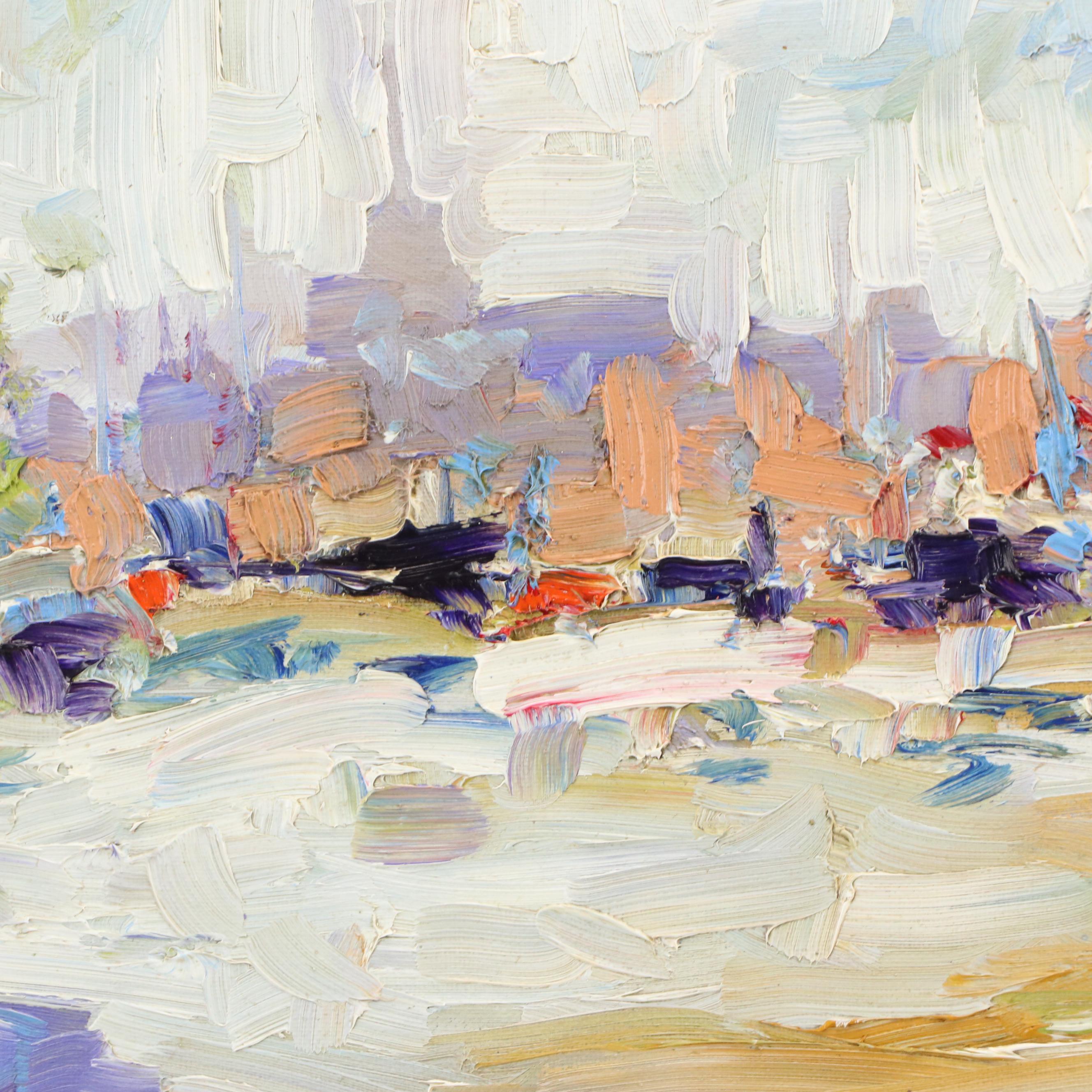 Serguei Novitchkov Impasto Landscape Oil Painting "Suburbia," 2024