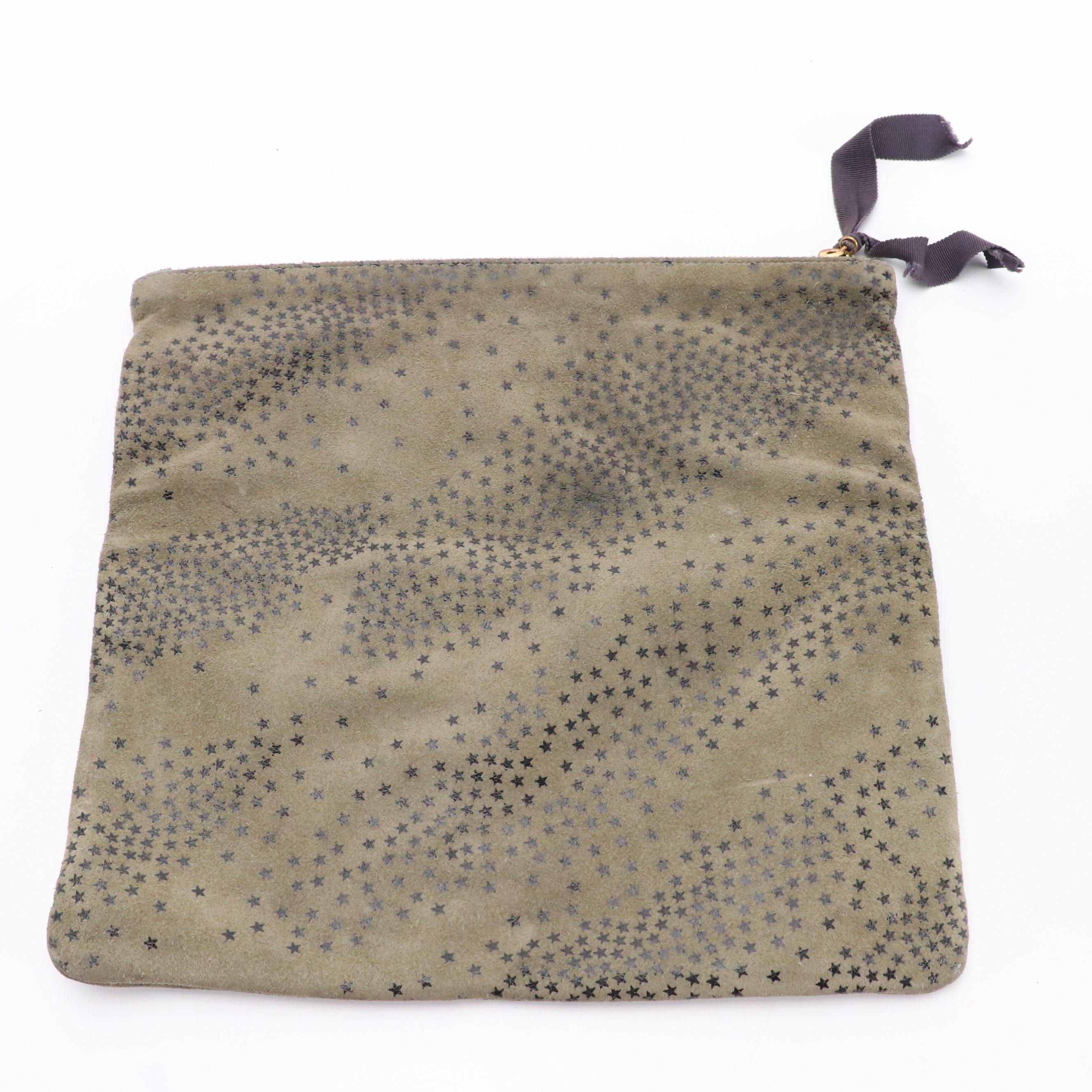 Clare-Vivier Star Printed Suede Zip Clutch, Other Leather Crossbody & Red Clutch
