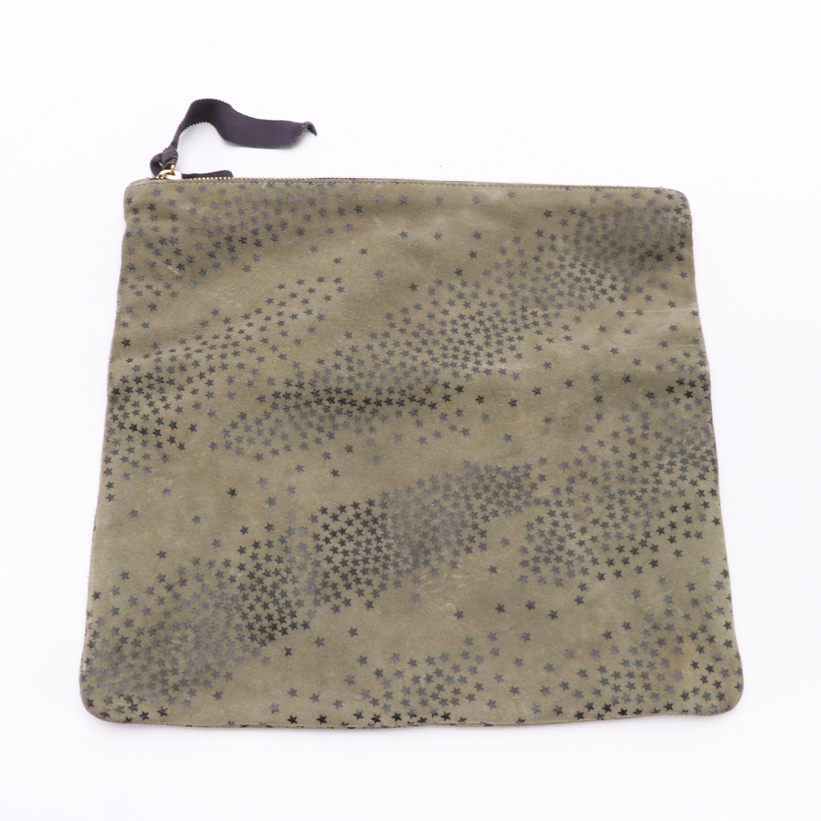 Clare-Vivier Star Printed Suede Zip Clutch, Other Leather Crossbody & Red Clutch