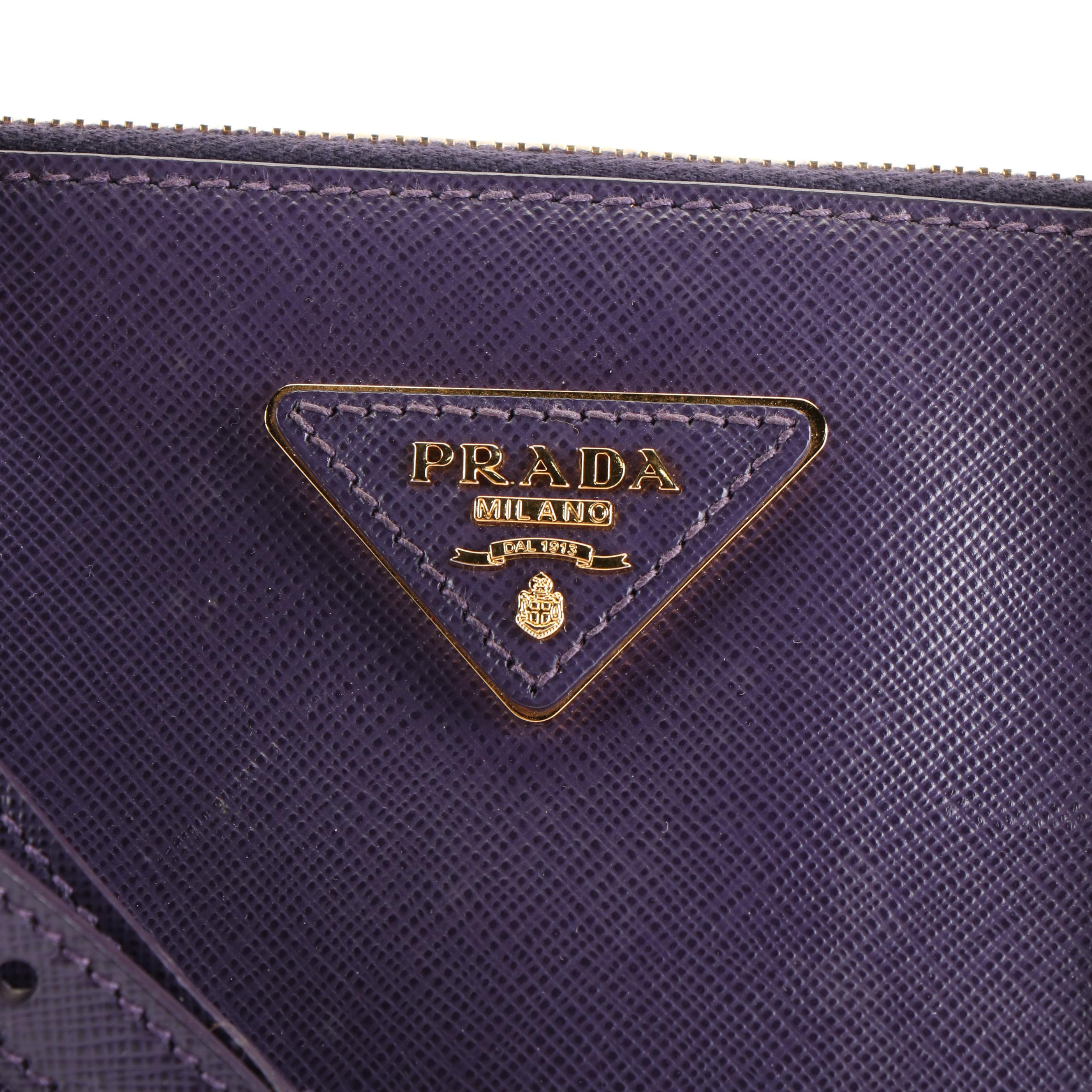 Prada Galleria Double Zip Tote Bag in Prada Purple Saffiano Leather