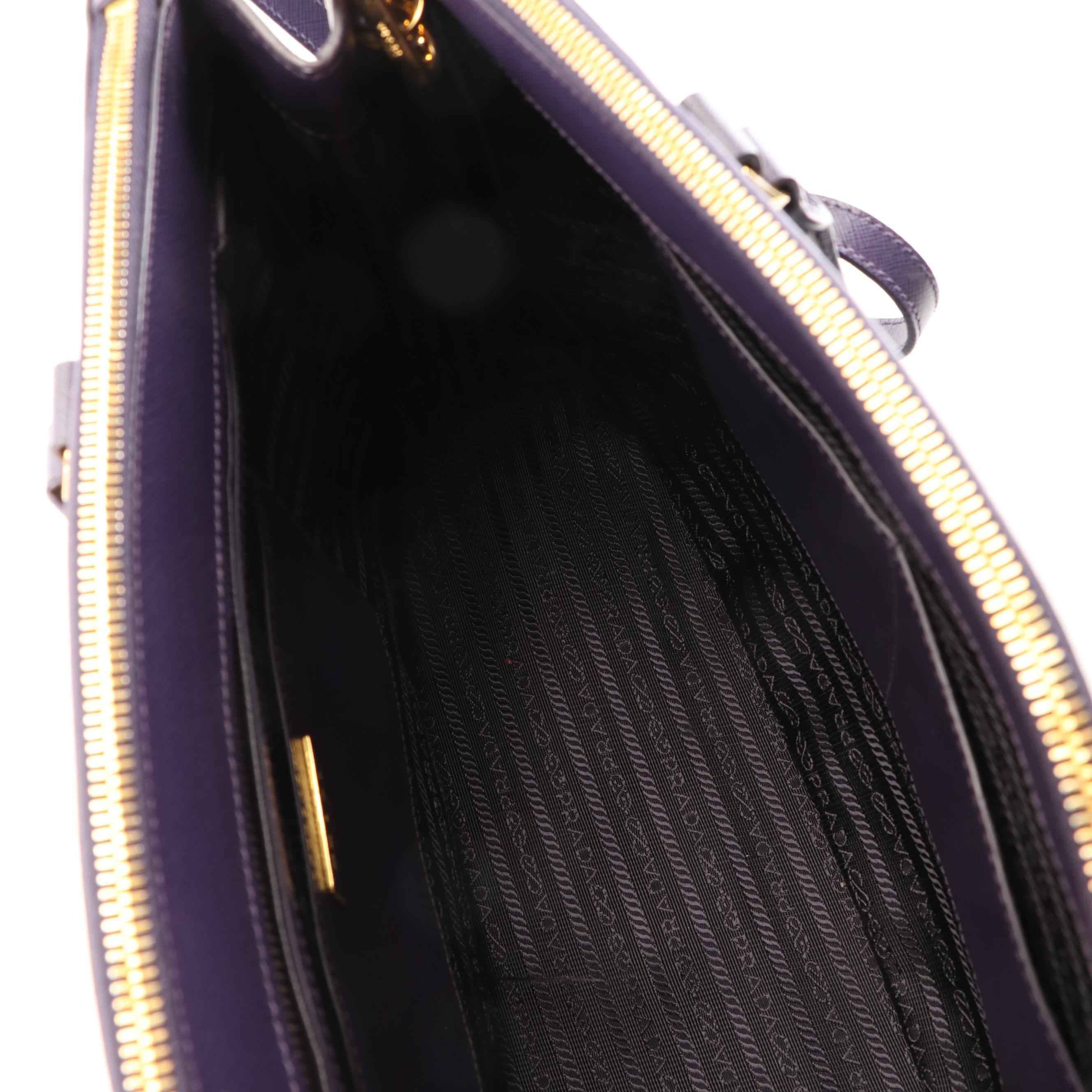 Prada Galleria Double Zip Tote Bag in Prada Purple Saffiano Leather