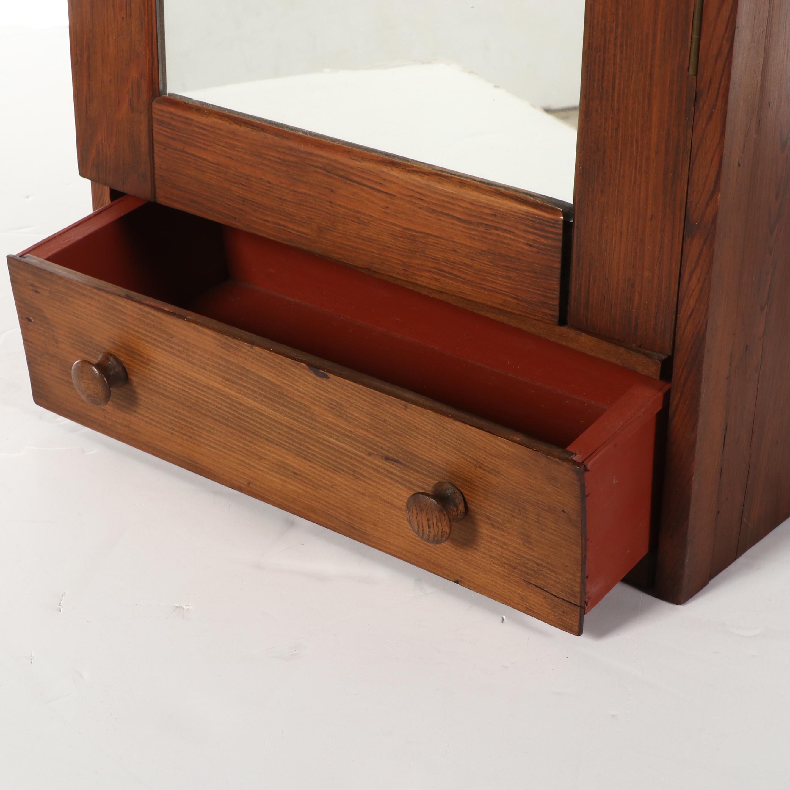 American Primitive Pine and Mirrored Glass Medicine Cabinet, Early 20th Century