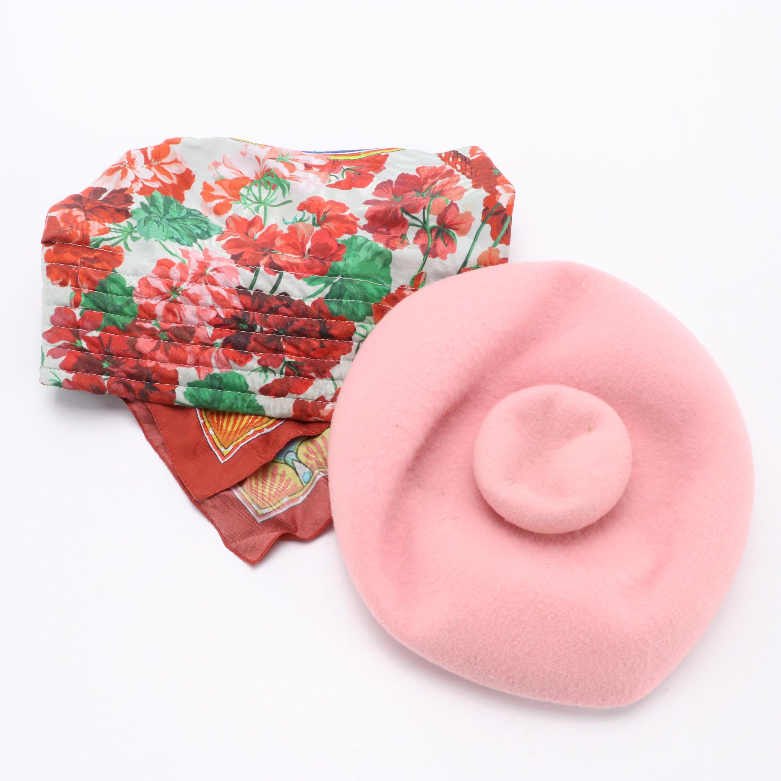 Dolce & Gabbana Silk Head Scarf and Henrik Vibskov Pink Felted Wool Beret