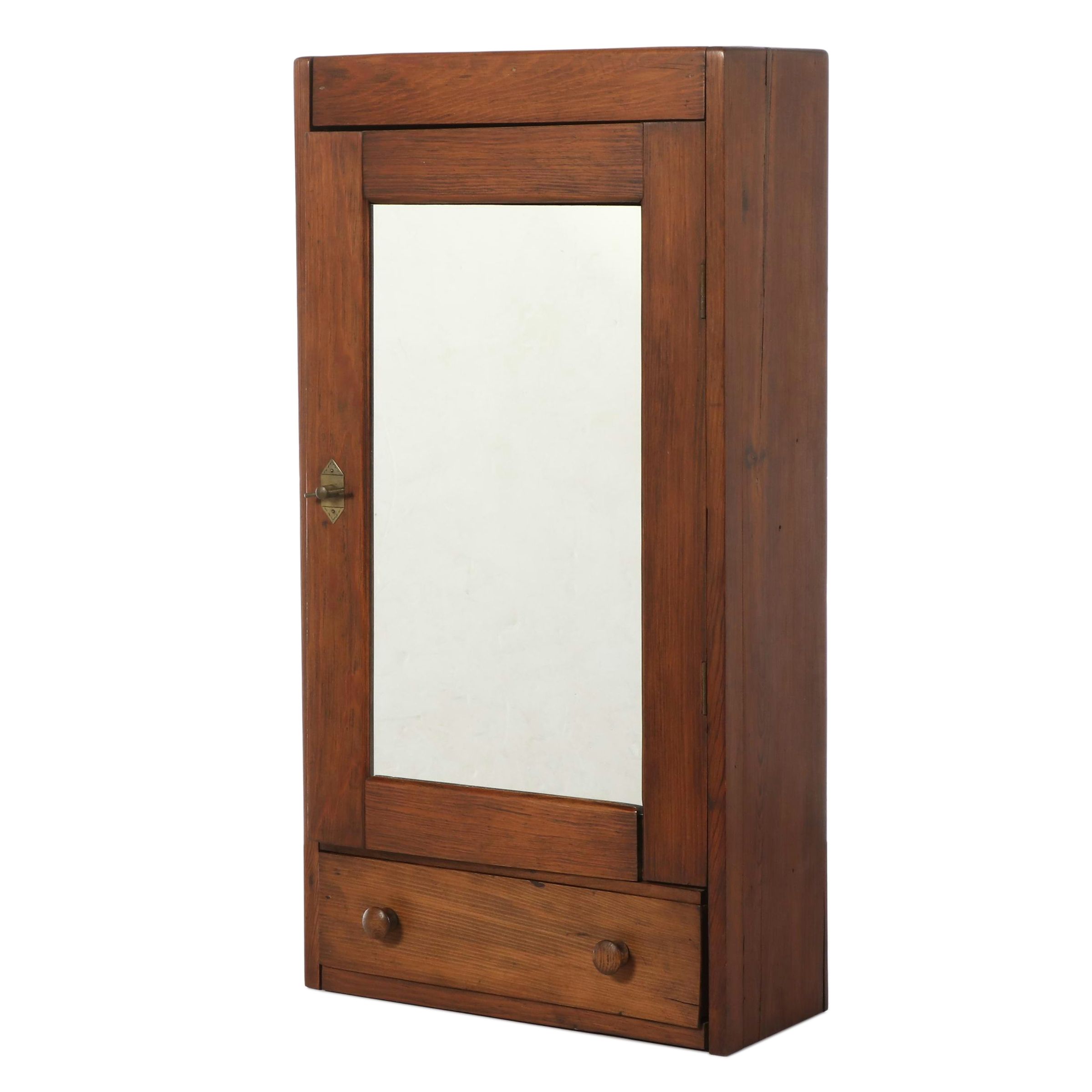 American Primitive Pine and Mirrored Glass Medicine Cabinet, Early 20th Century