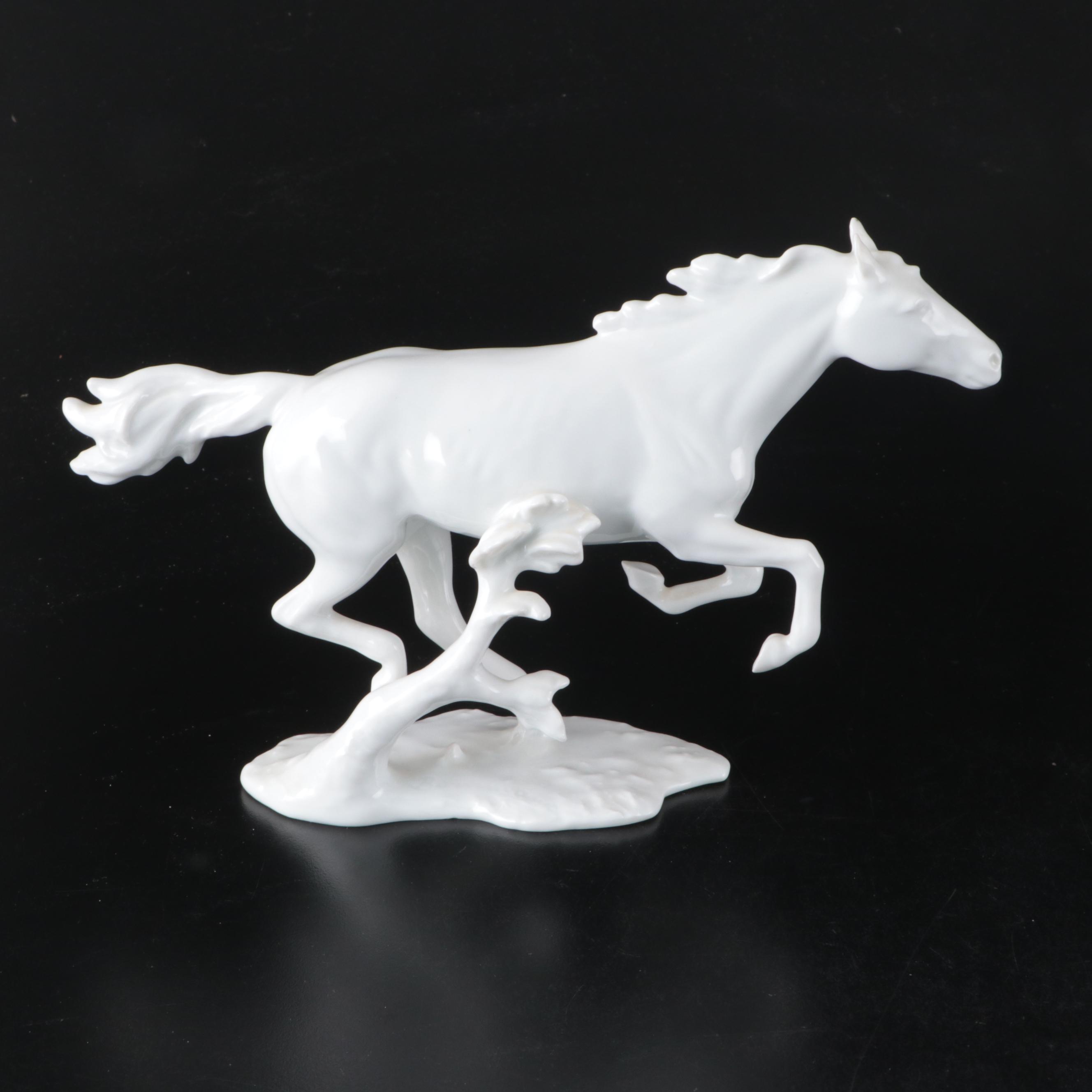 Kaiser Porcelain Horse and Hutschenreuther Porcelain Bird Figurines