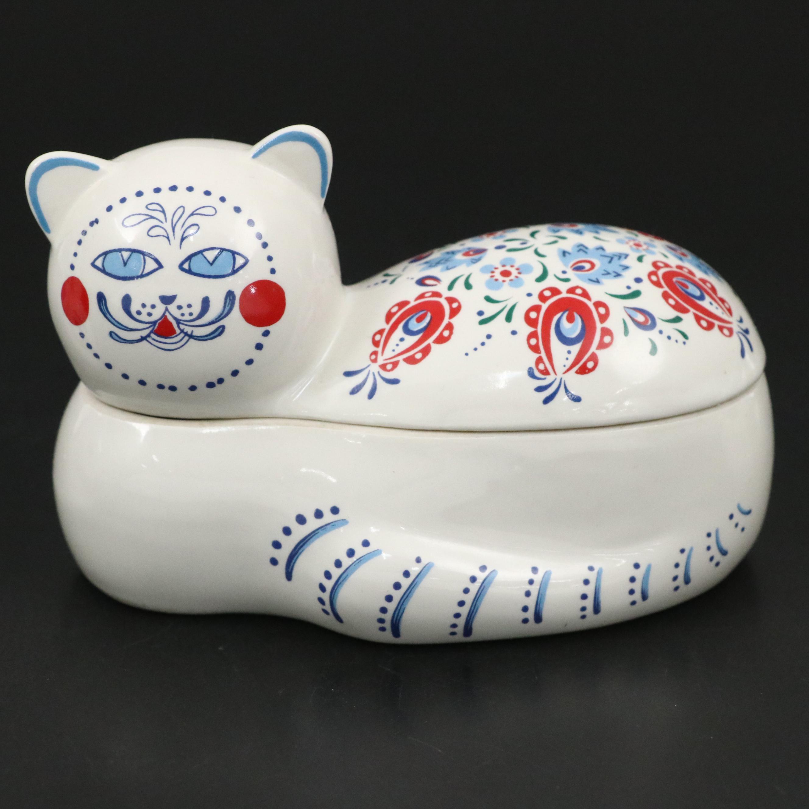 Elizabeth Arden Duck and Rabbit Shakers with Cat Lidded Candle Holder