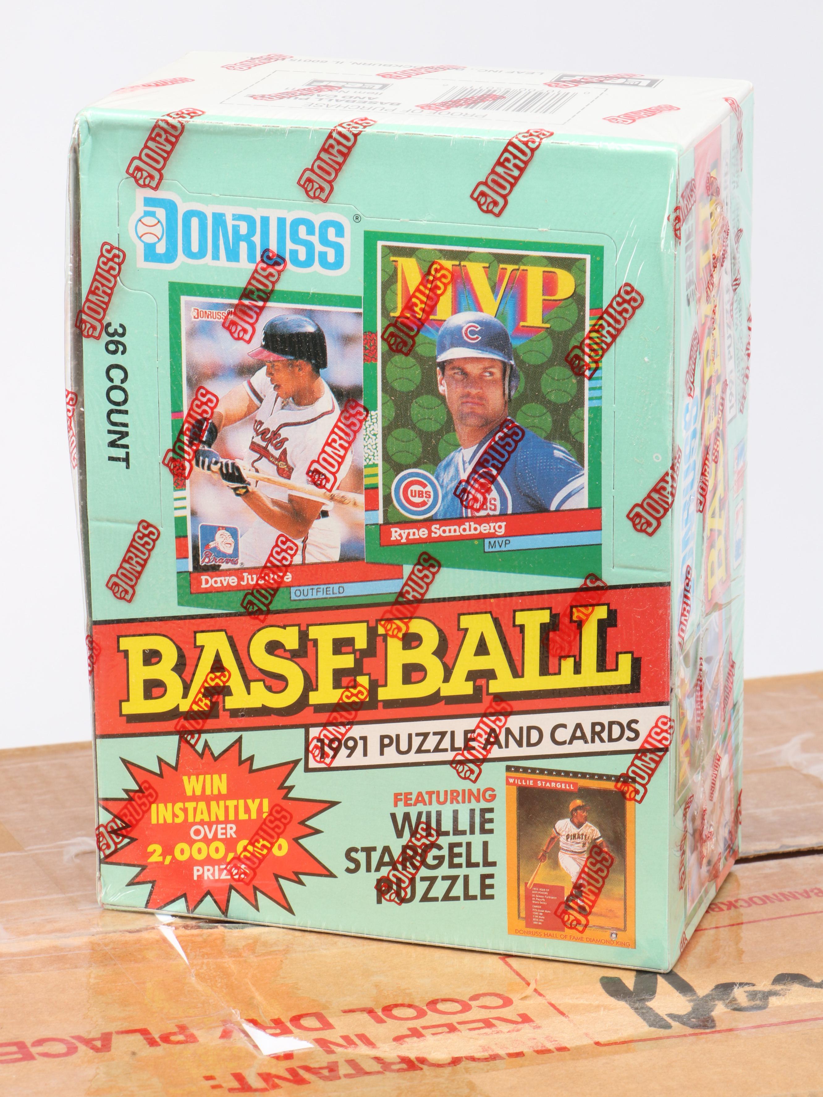 1991 Donruss Sealed Baseball Card Boxes with Open Case