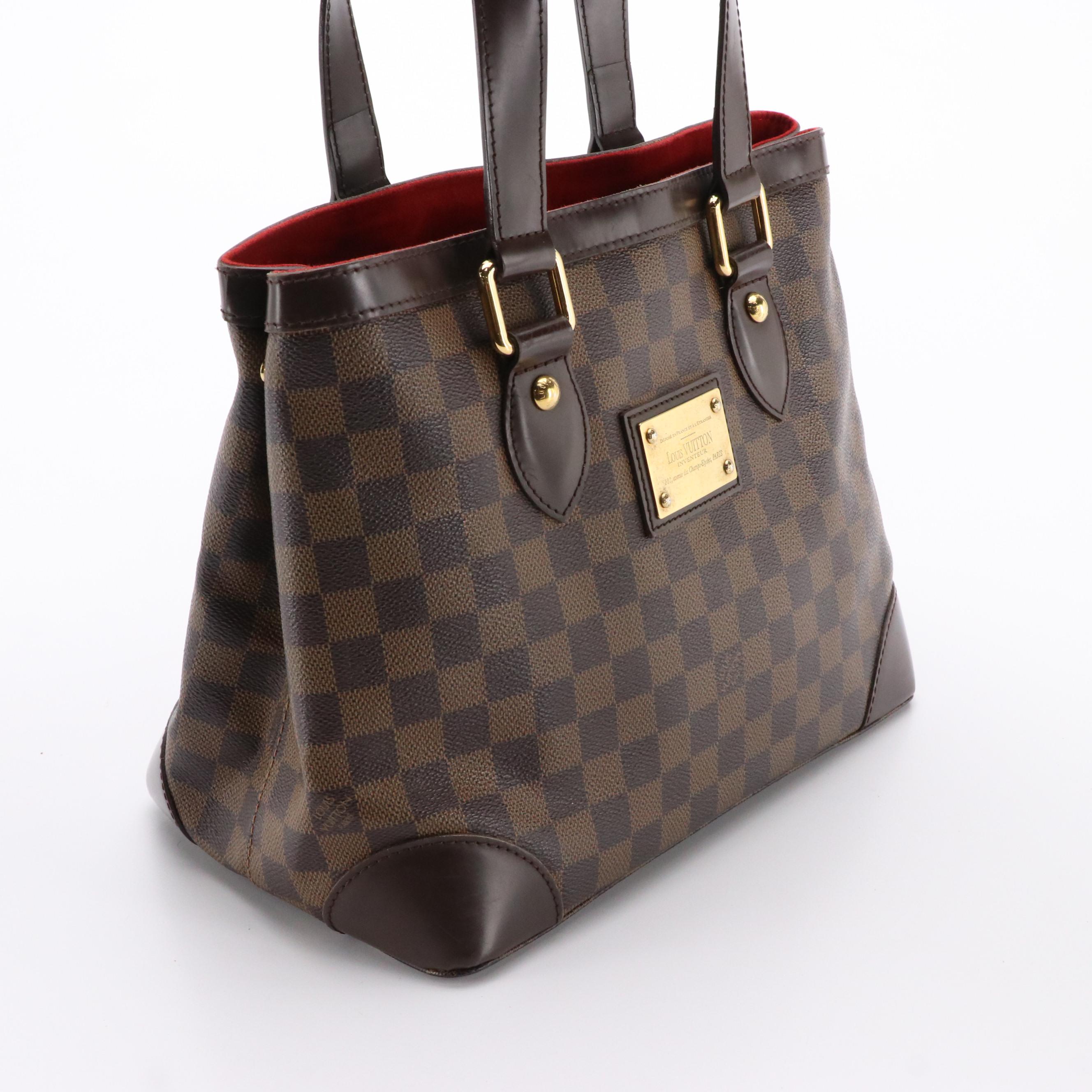 Louis Vuitton Hampstead PM Bag in Damier Ebene Canvas/Brown Leather