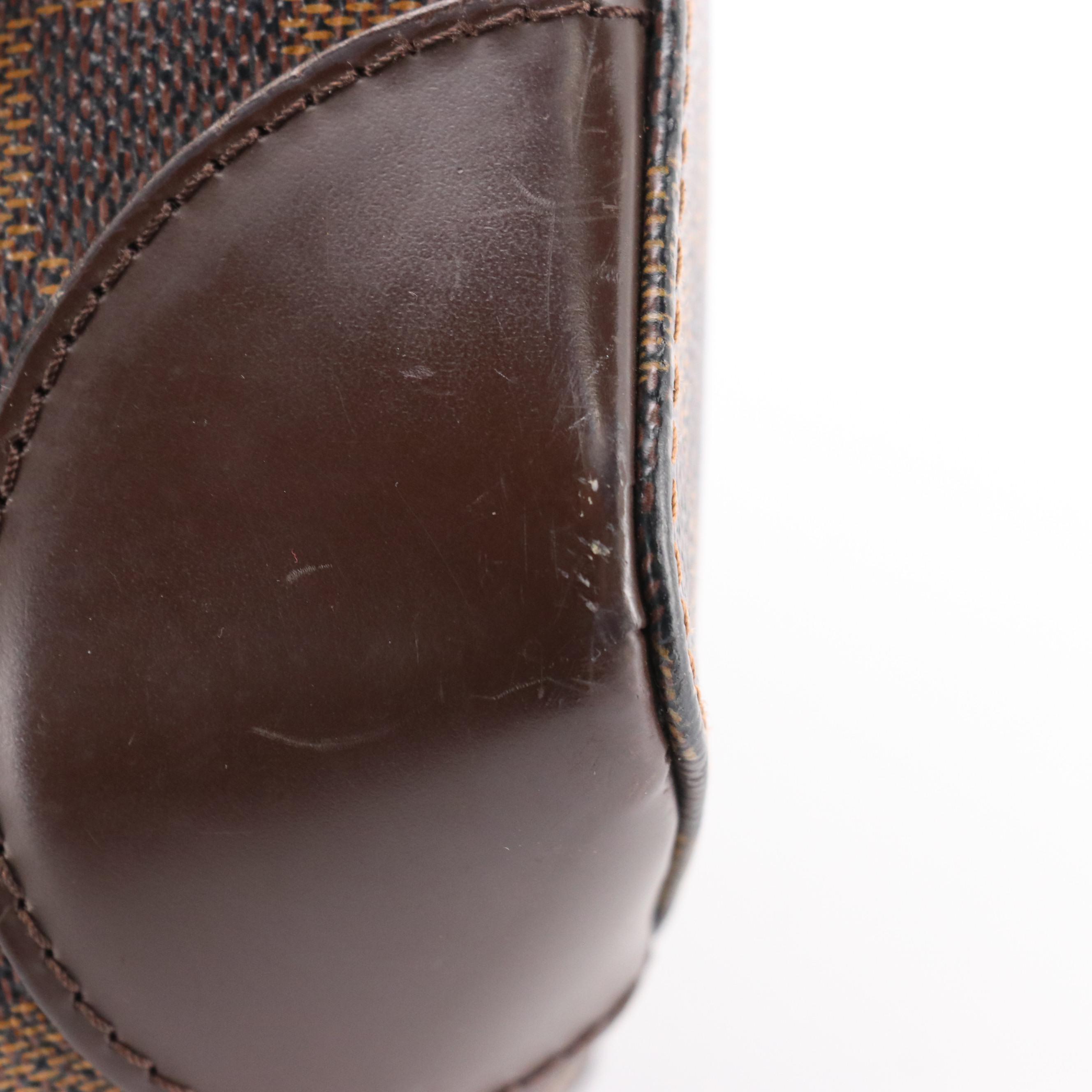 Louis Vuitton Hampstead PM Bag in Damier Ebene Canvas/Brown Leather