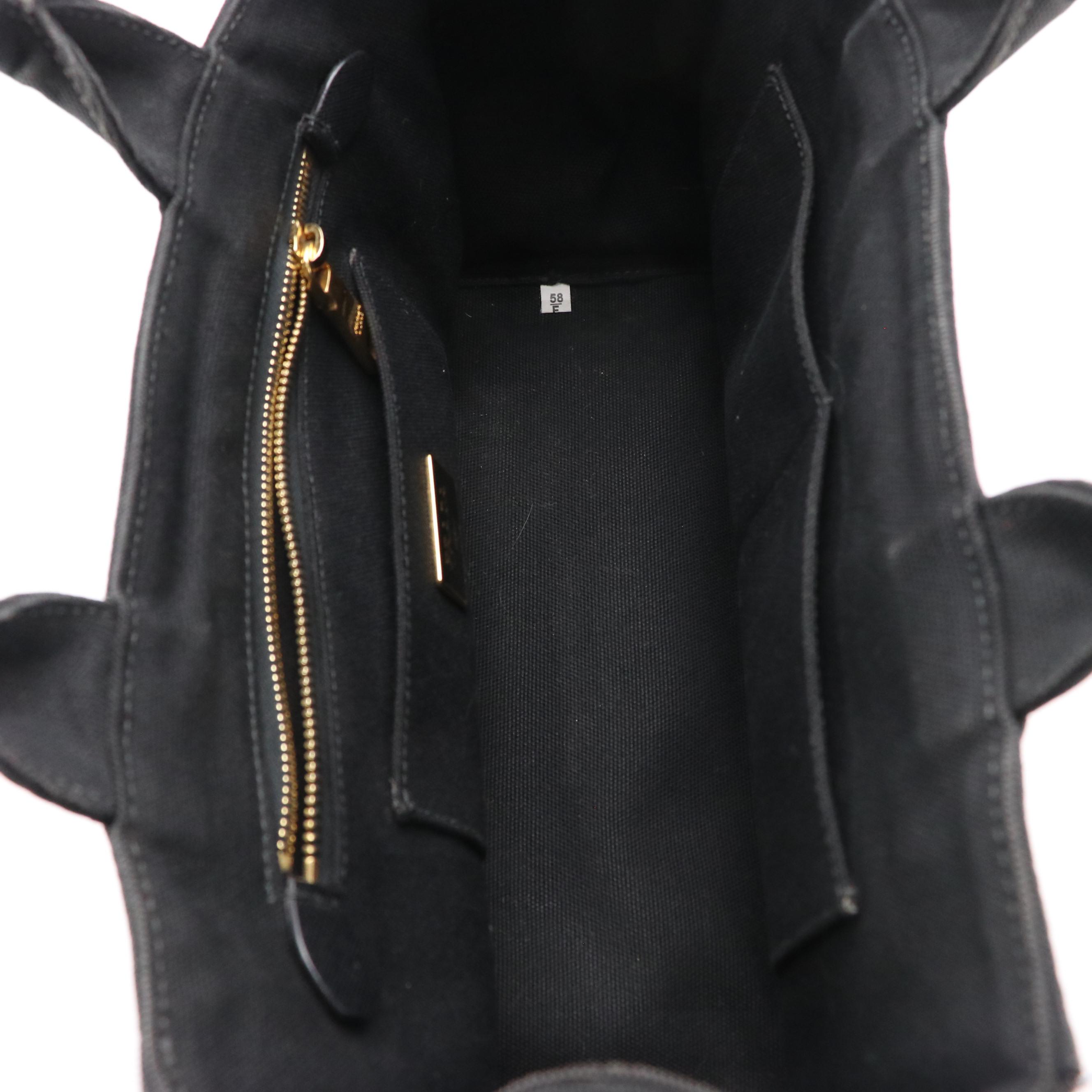 Prada Studded Canapa Canvas Small Tote