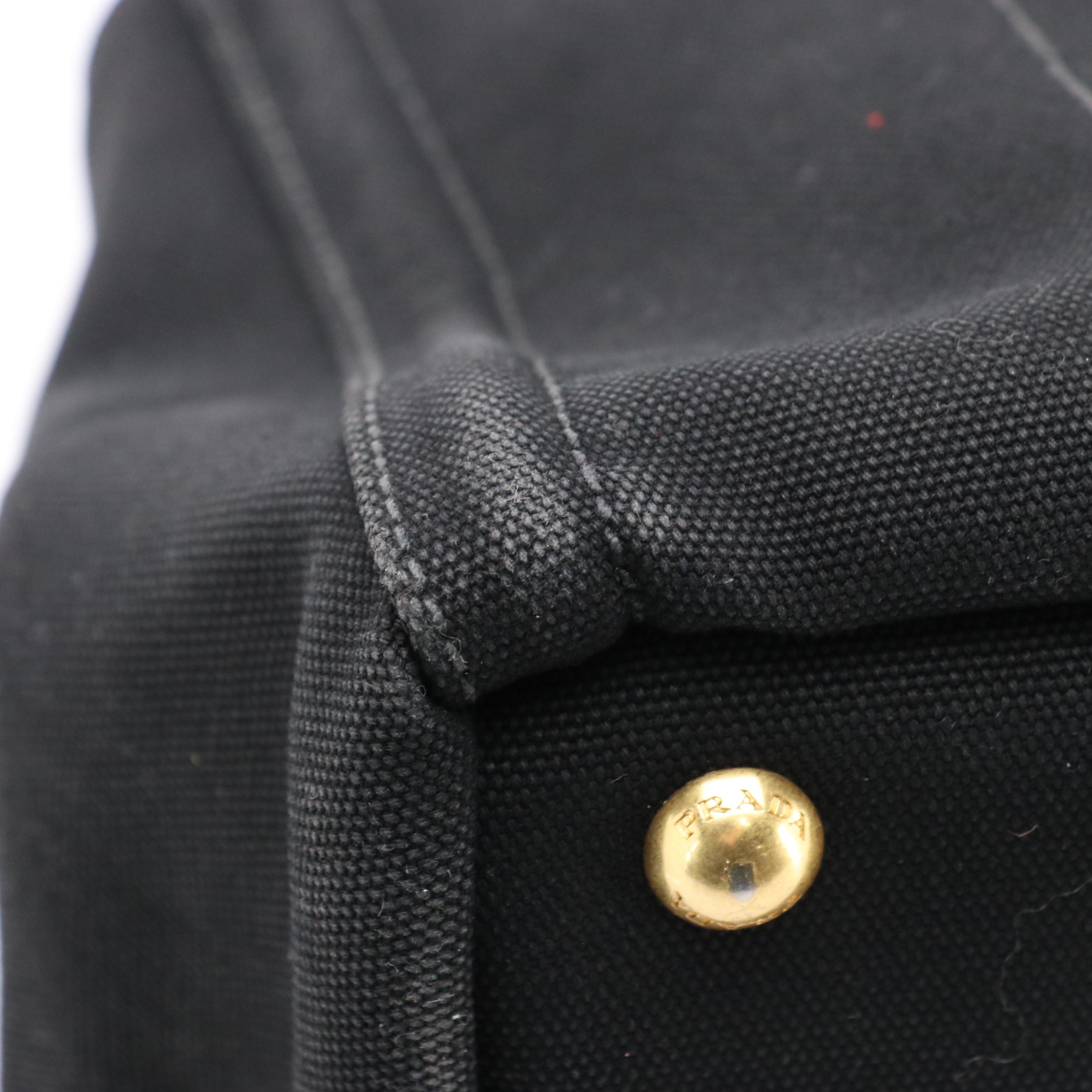 Prada Studded Canapa Canvas Small Tote