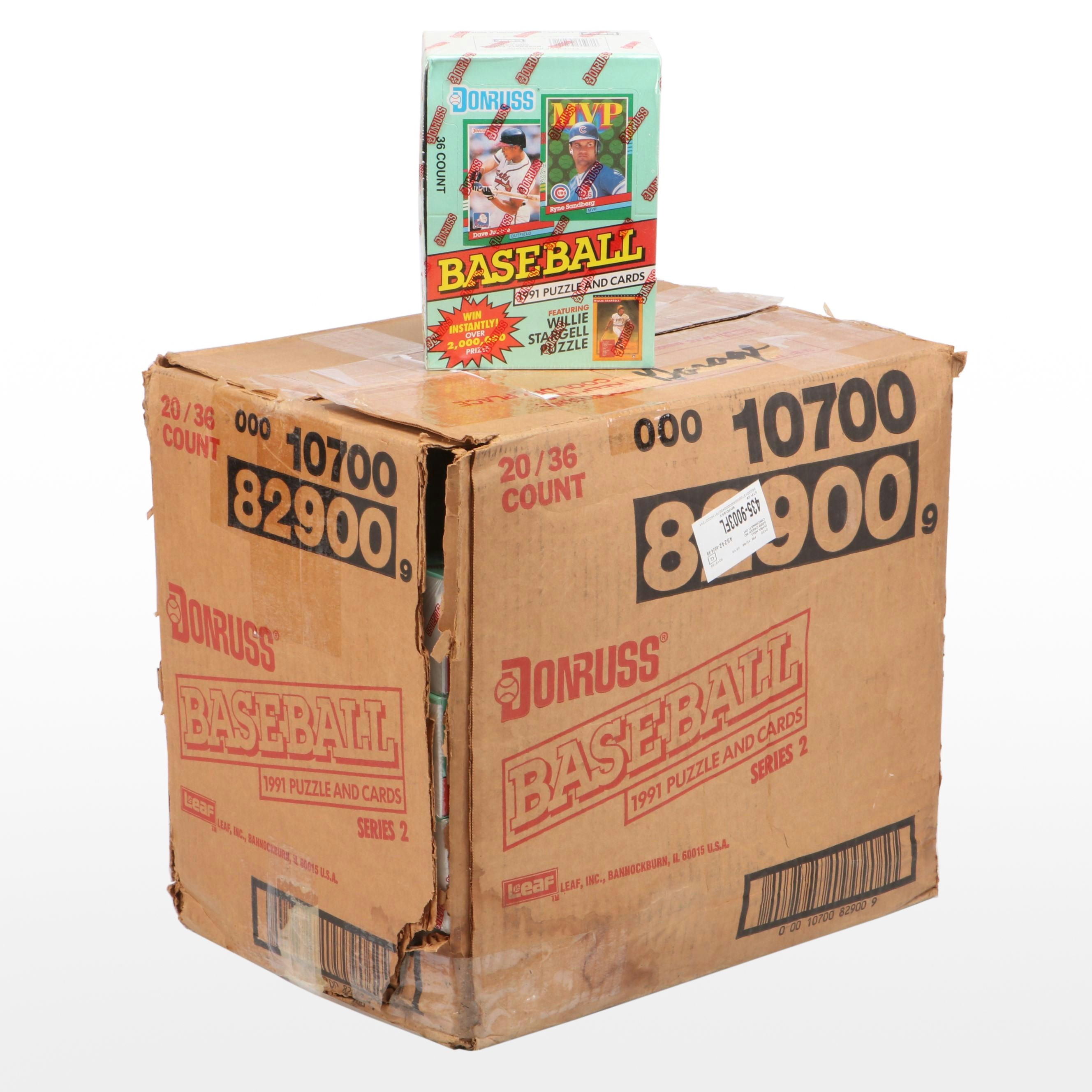 1991 Donruss Sealed Baseball Card Boxes with Open Case