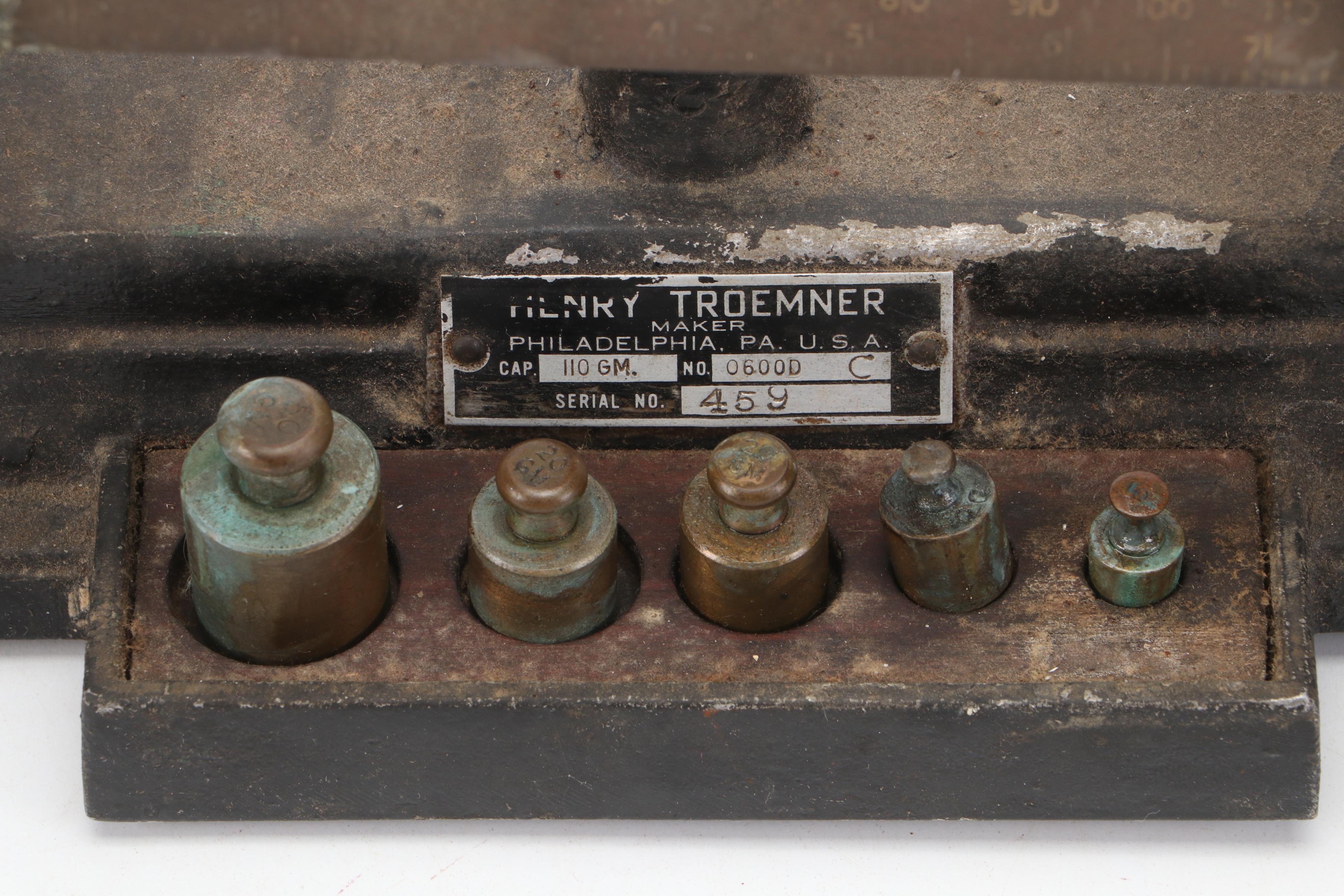 Henry Troemner  Cast Iron Apothecary Balancing Scale with Weights