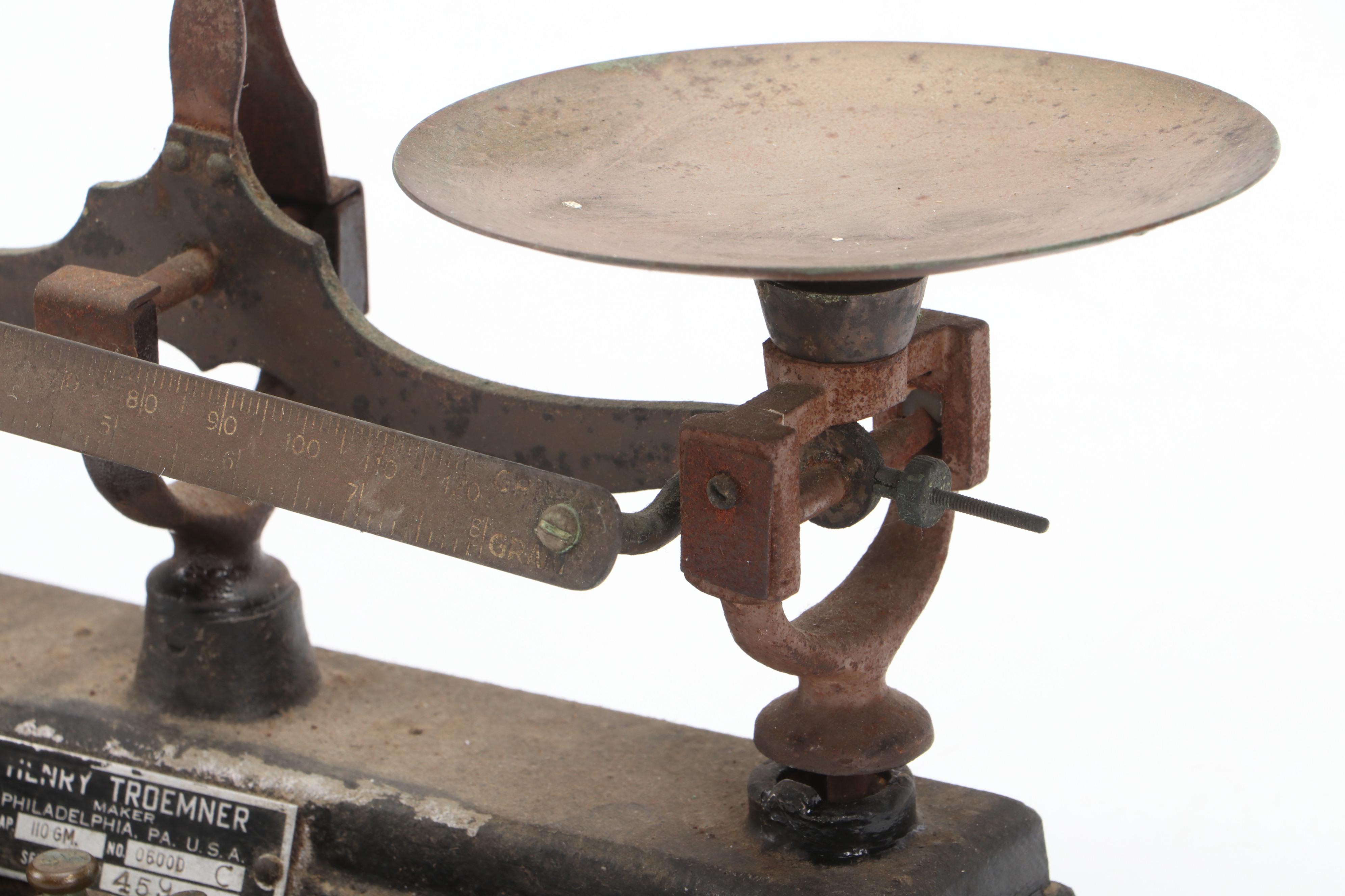 Henry Troemner  Cast Iron Apothecary Balancing Scale with Weights