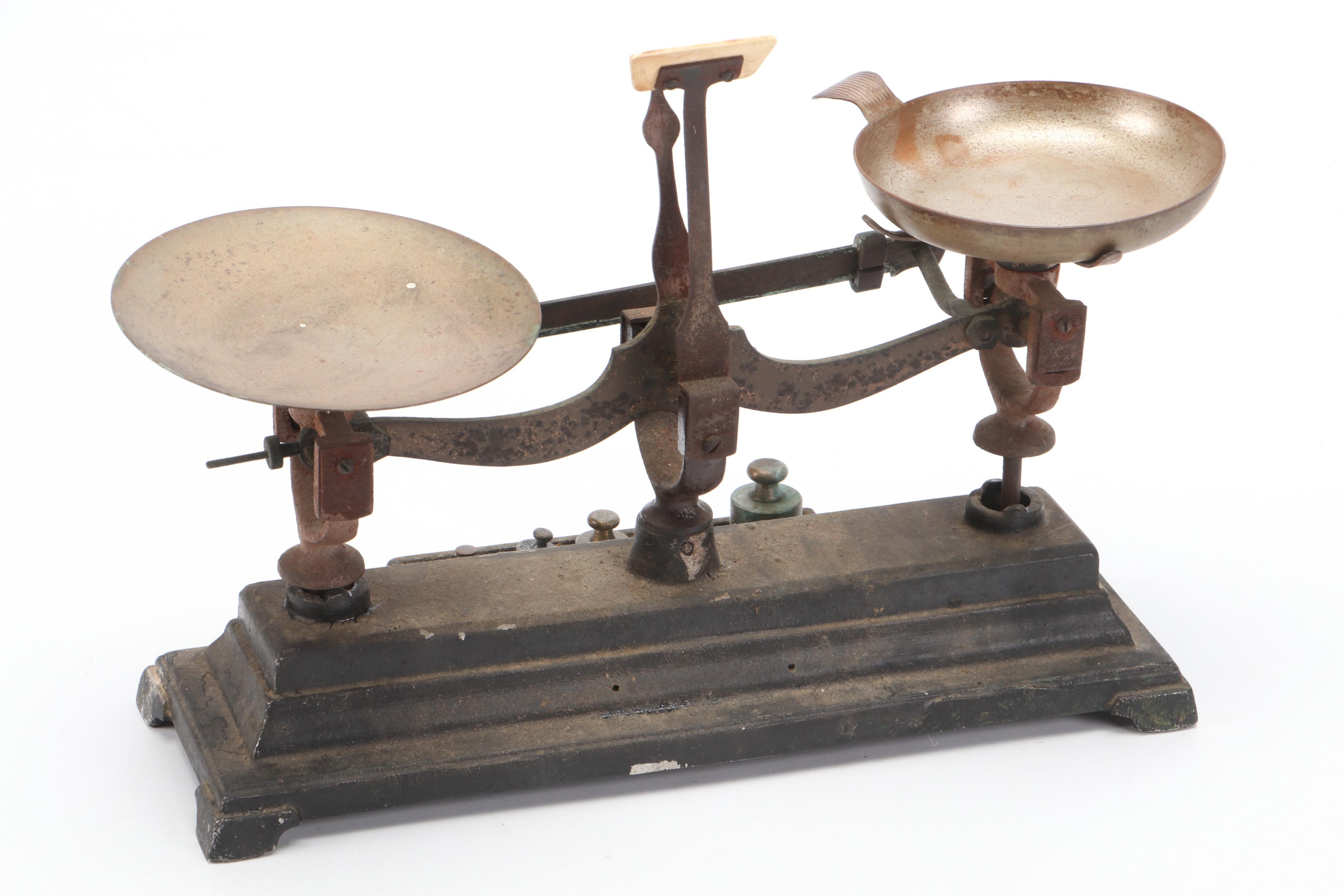 Henry Troemner  Cast Iron Apothecary Balancing Scale with Weights