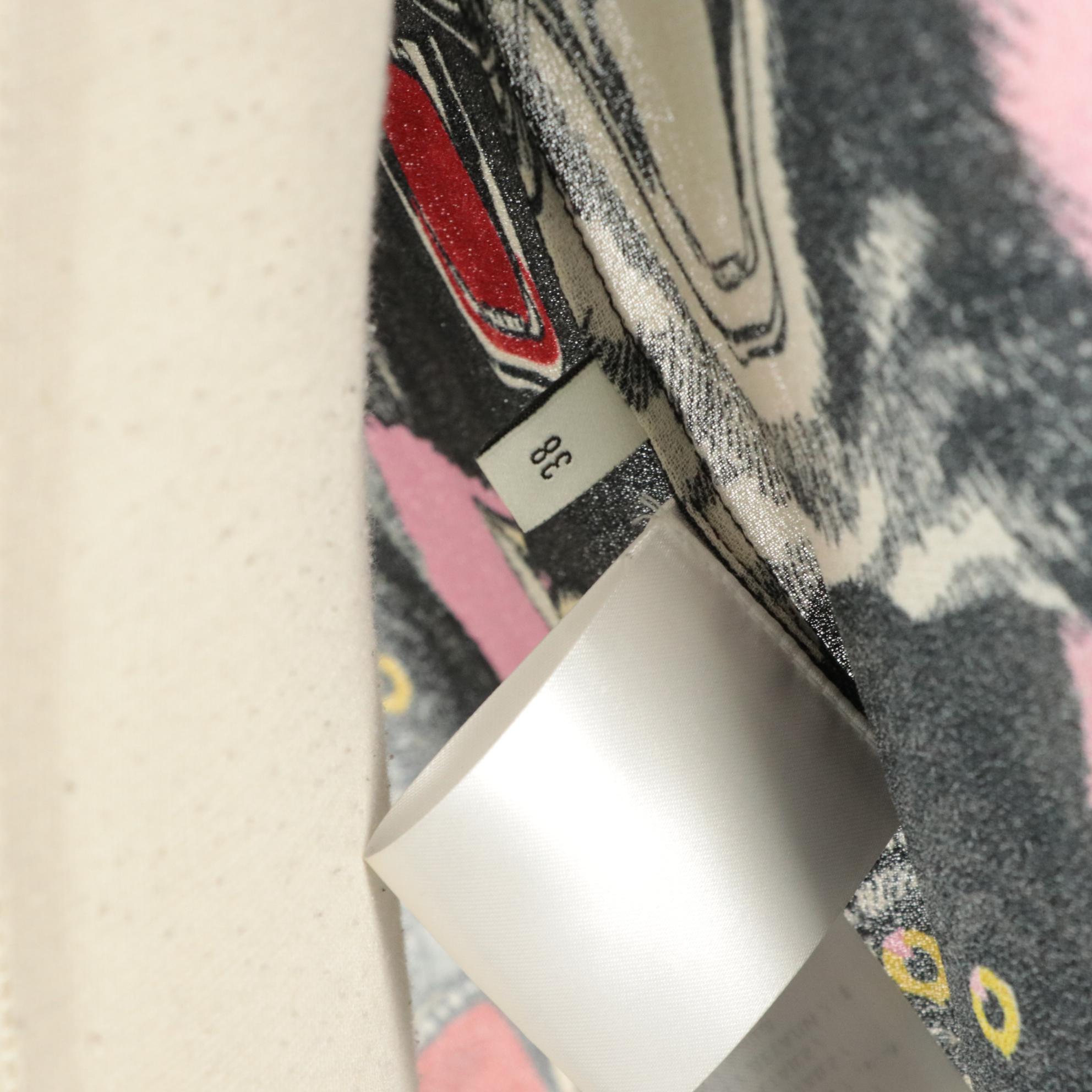 Gucci Panther and Tiger Print Blouse with Flat Bow