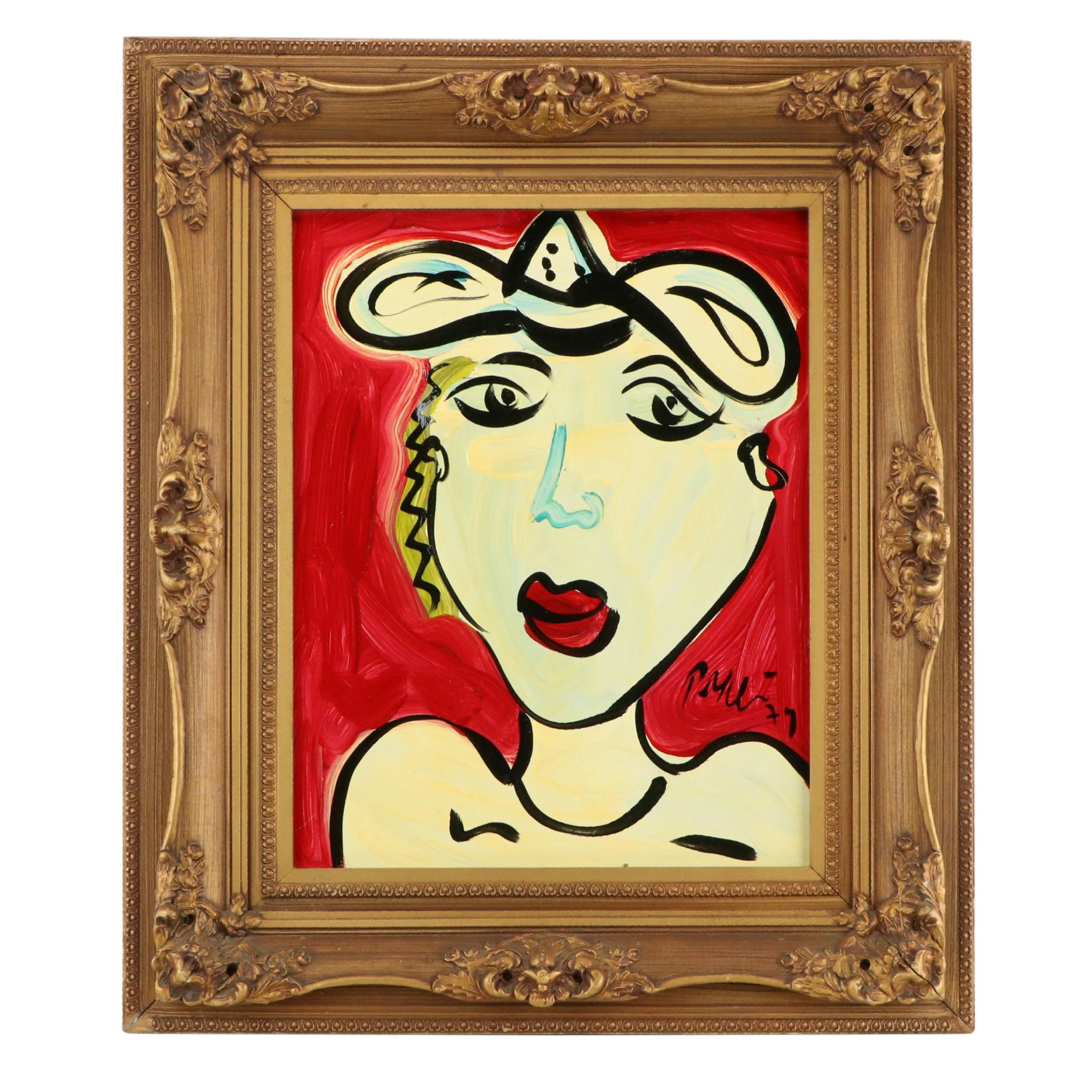 Peter Keil Abstract Acrylic Portrait Painting on Paper