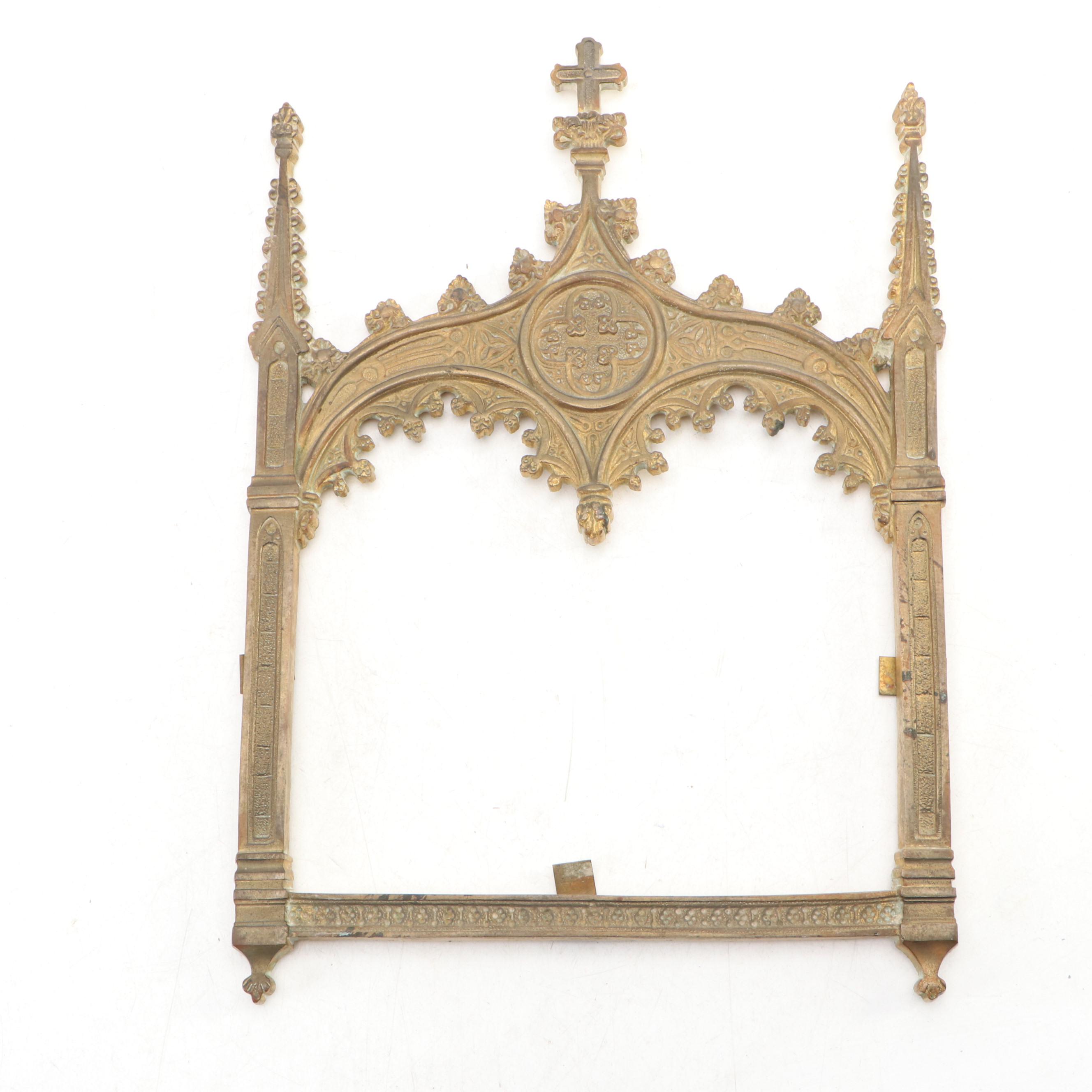 Gothic Revival Triptych and Framed Manuscripts