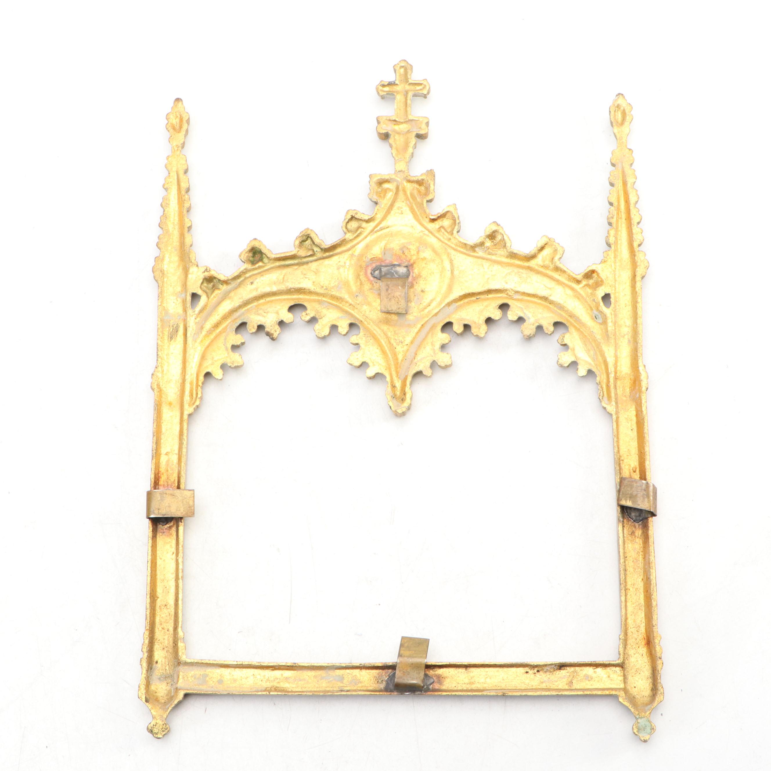 Gothic Revival Triptych and Framed Manuscripts