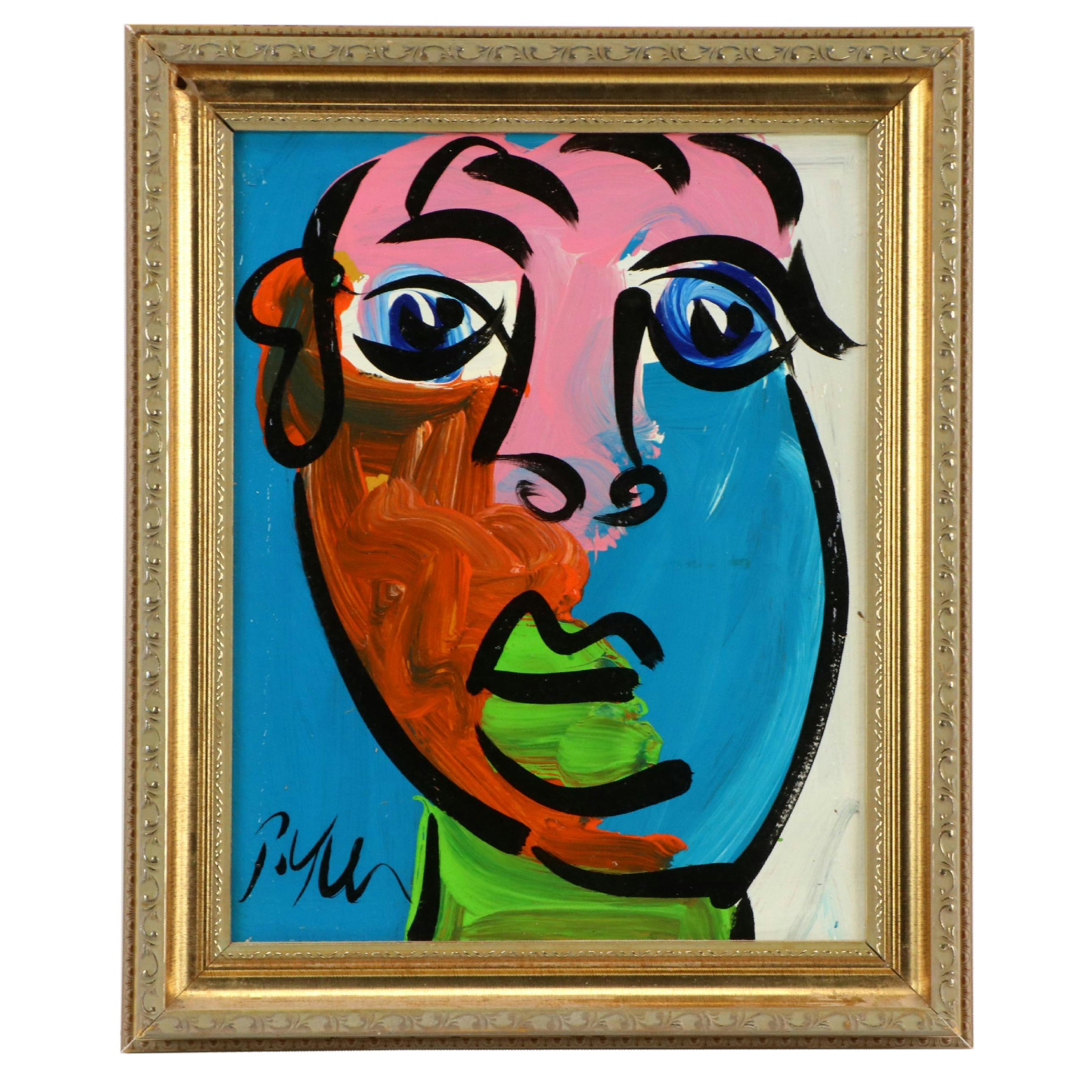 Peter Keil Abstract Acrylic Portrait on Paper