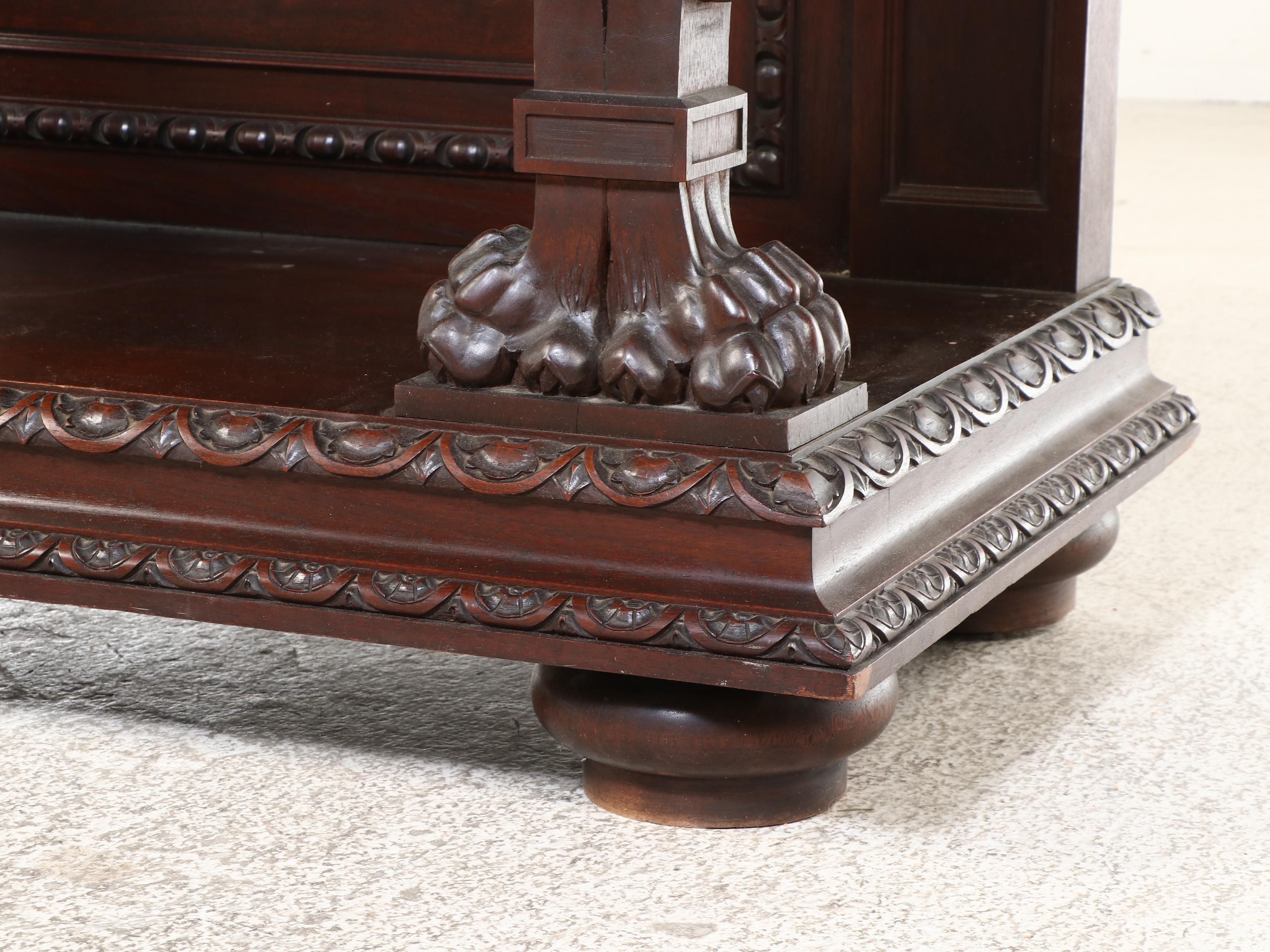 John Scott Bradstreet for Hovey C. Clarke Carved Walnut Court Cupboard, 1909