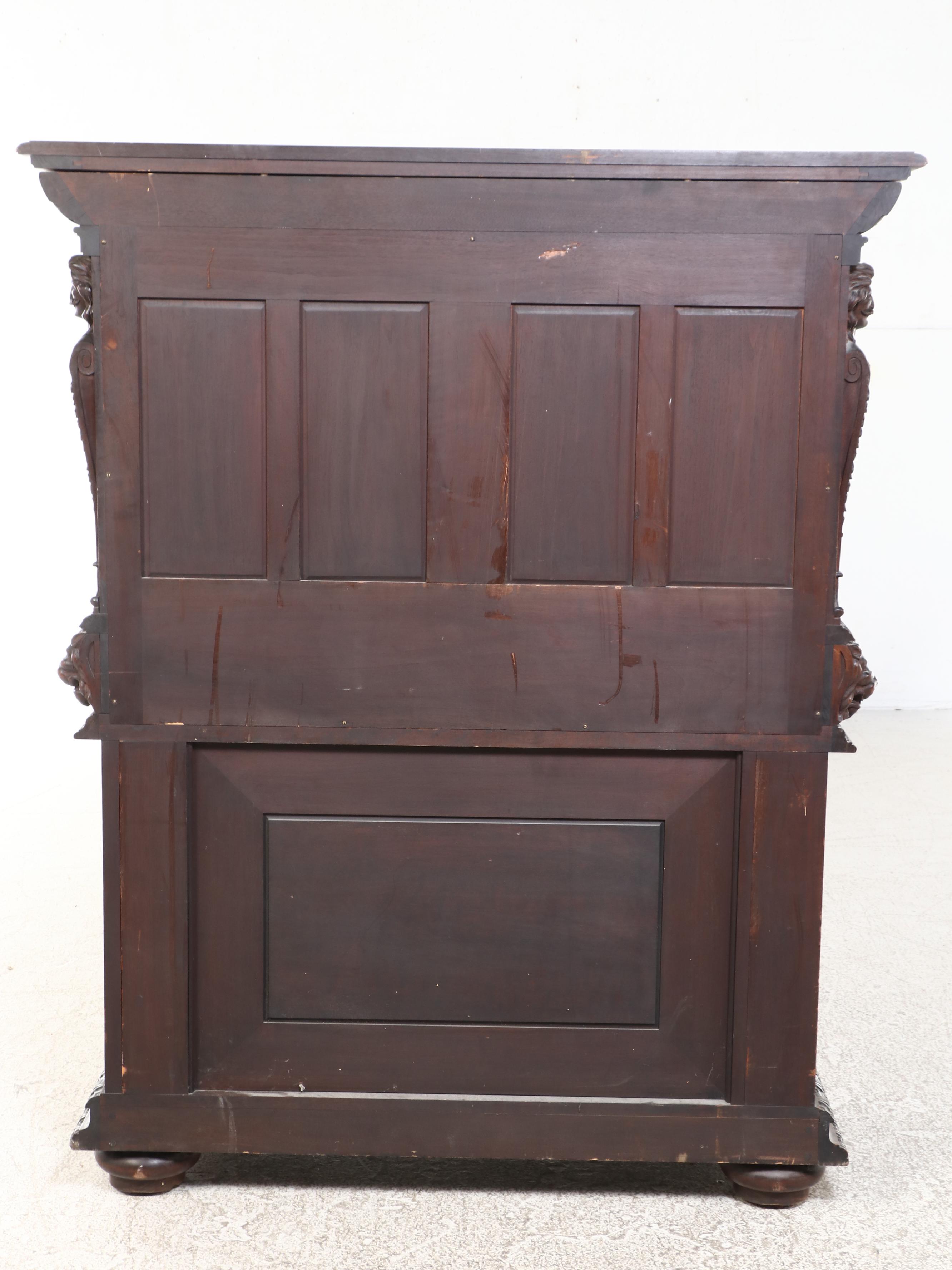 John Scott Bradstreet for Hovey C. Clarke Carved Walnut Court Cupboard, 1909