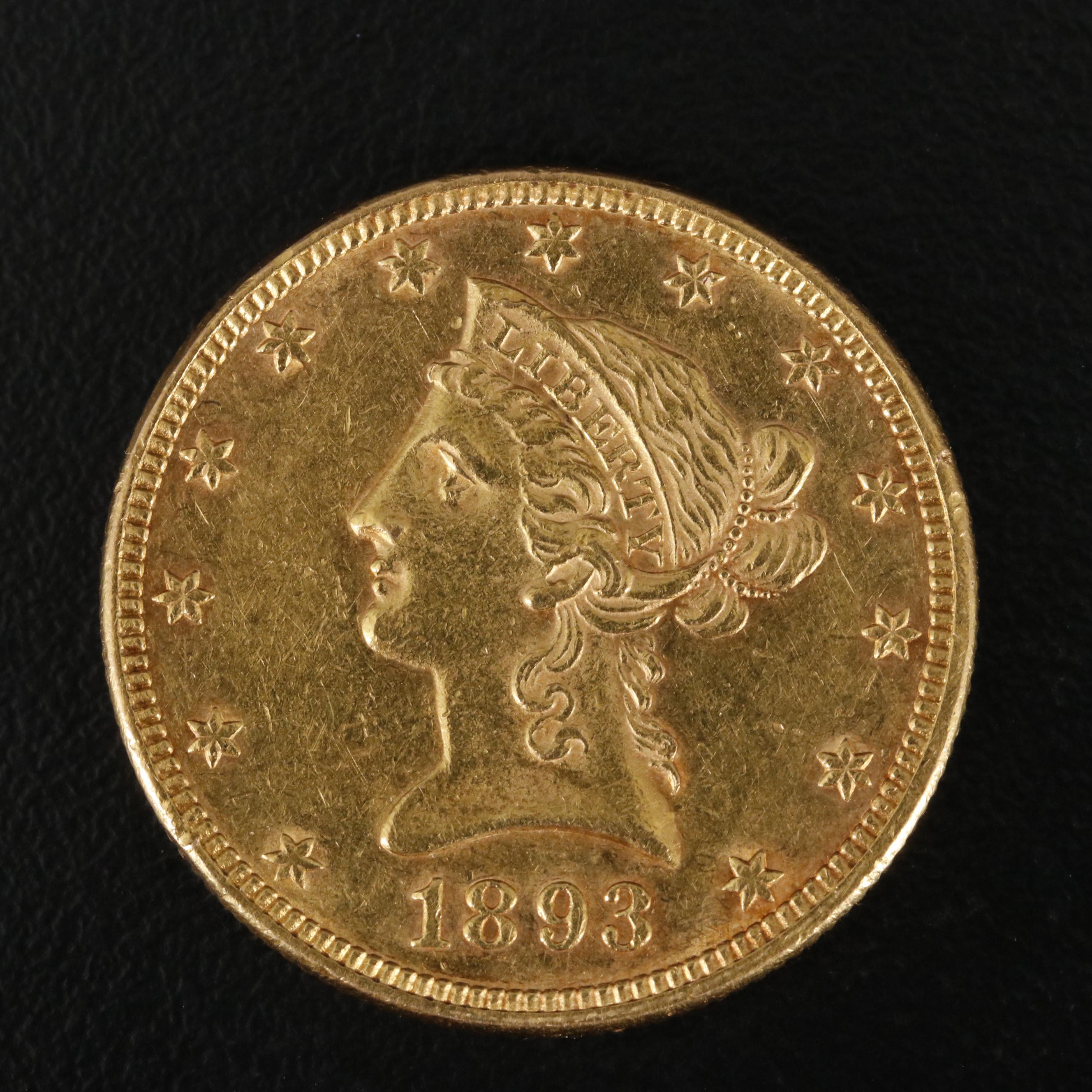 1893 Liberty Head $10 Gold Eagle Coin