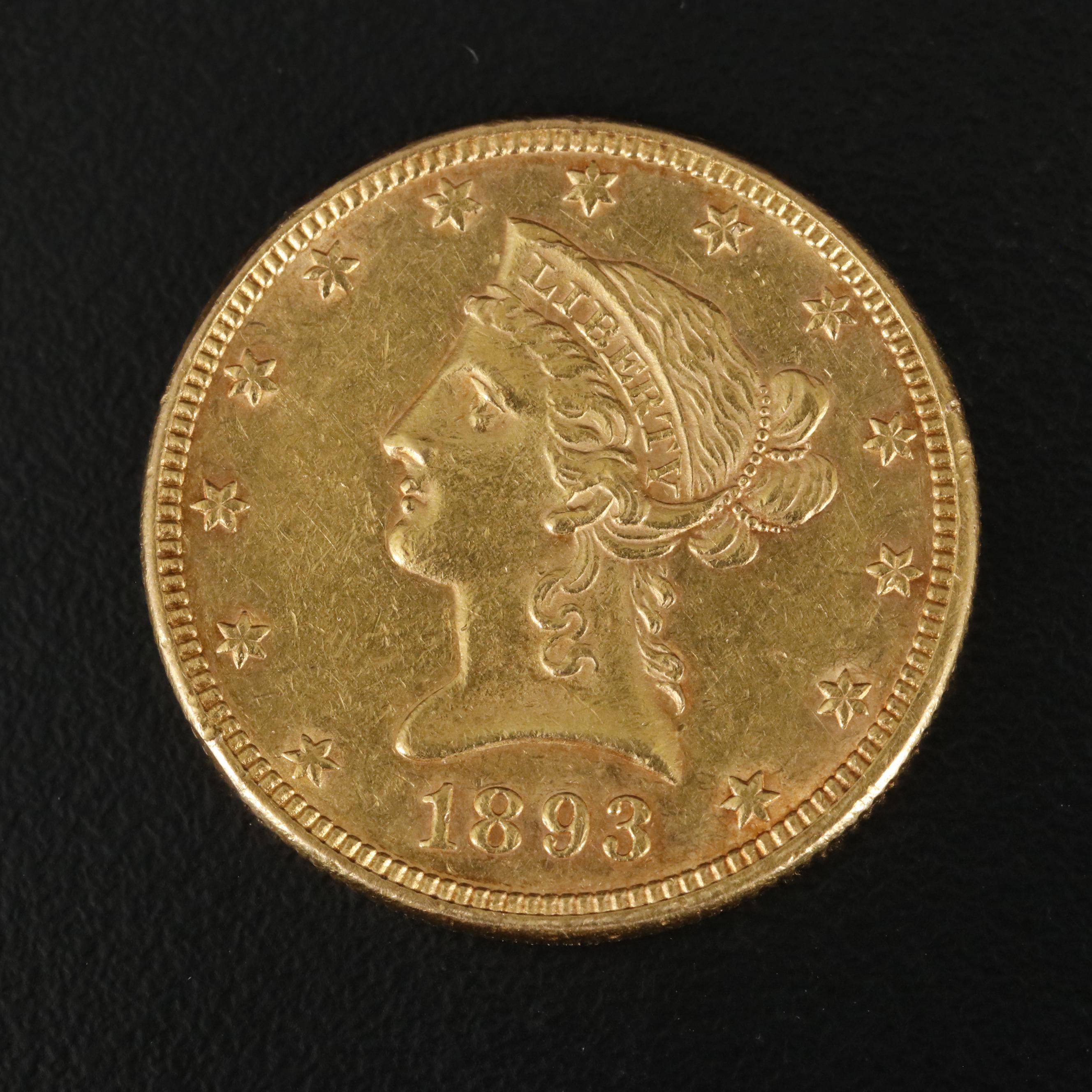 1893 Liberty Head $10 Gold Eagle Coin