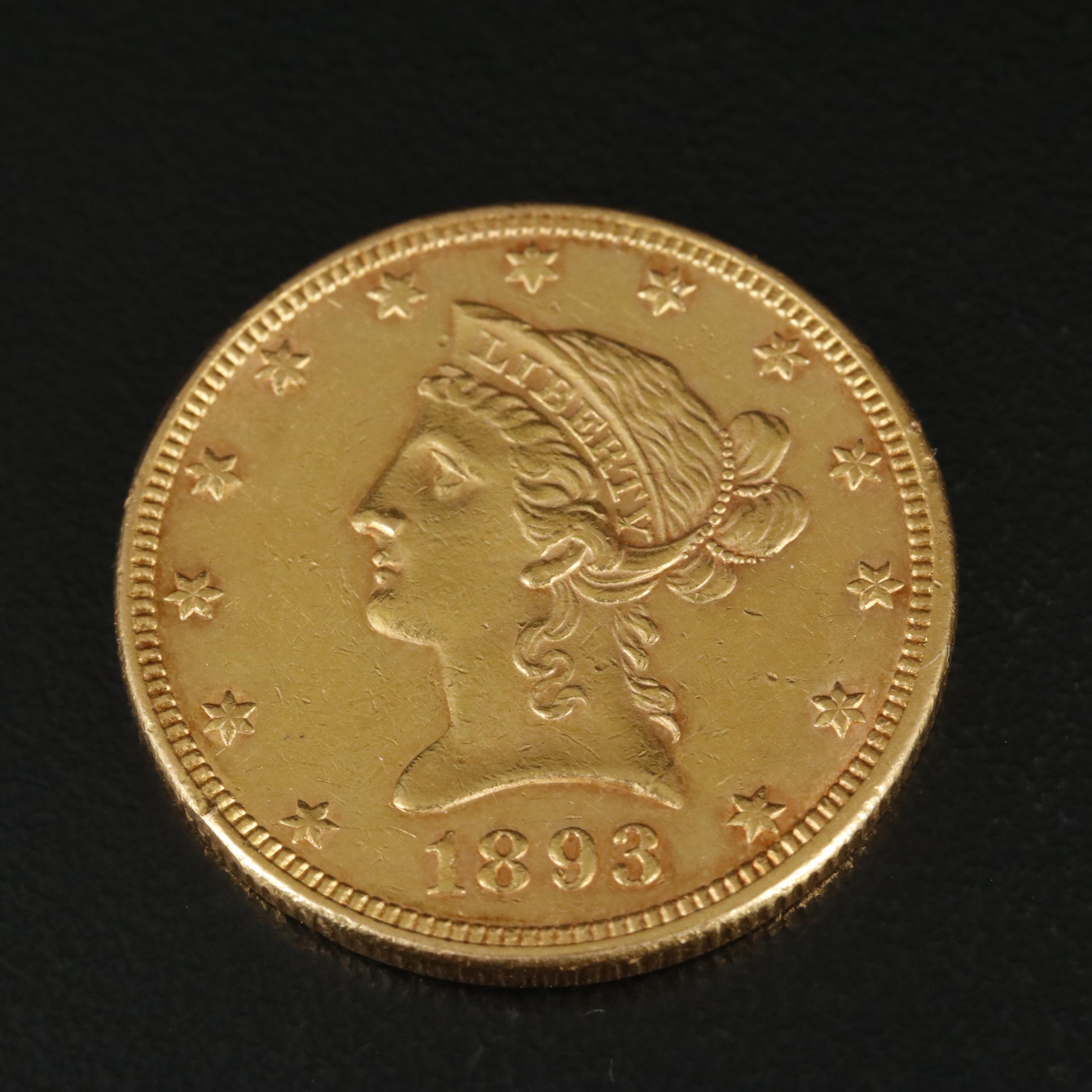 1893 Liberty Head $10 Gold Eagle Coin