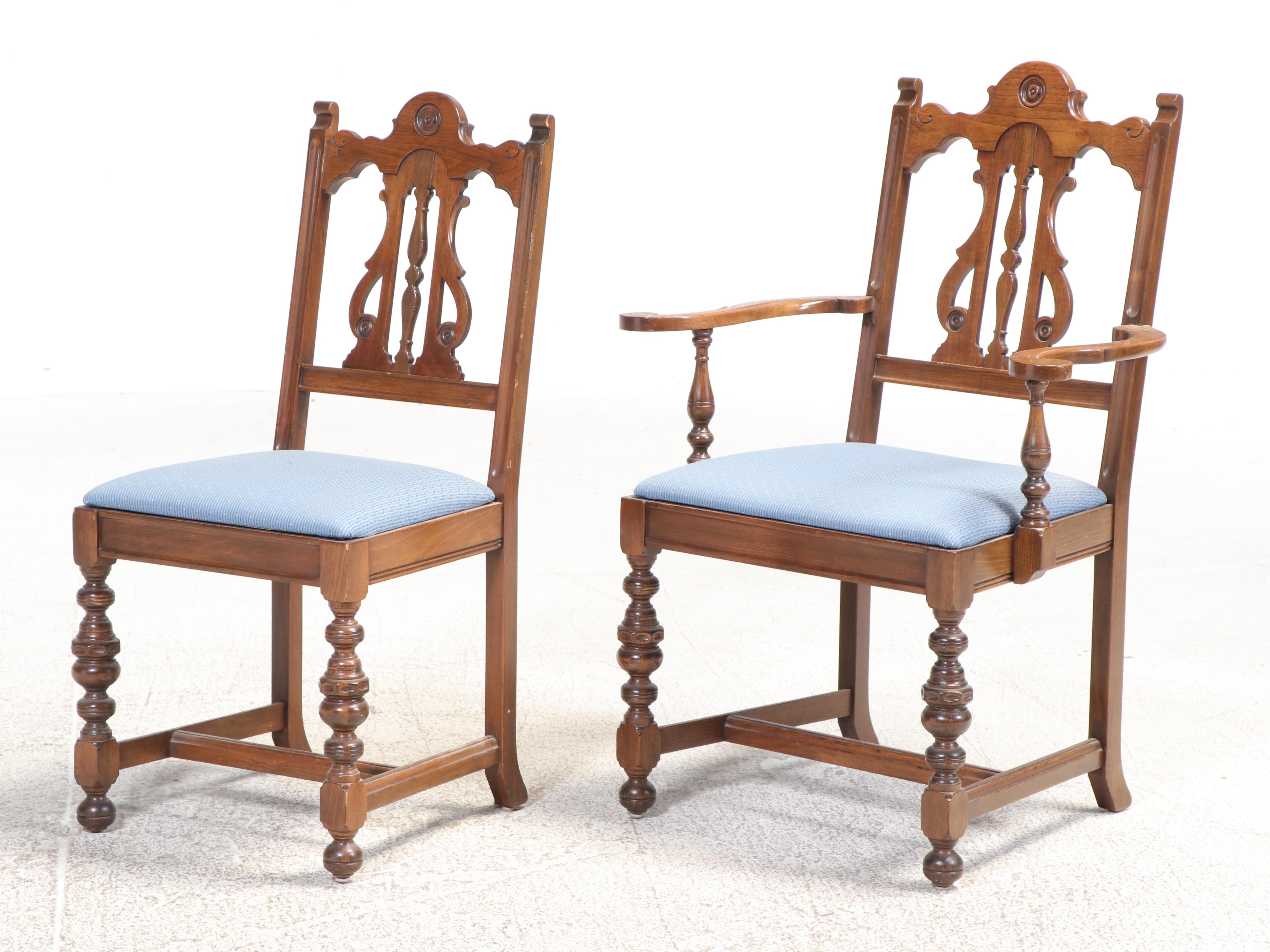 Seven-Piece Cherrywood and Walnut Dining Set, Incl. Thomasville